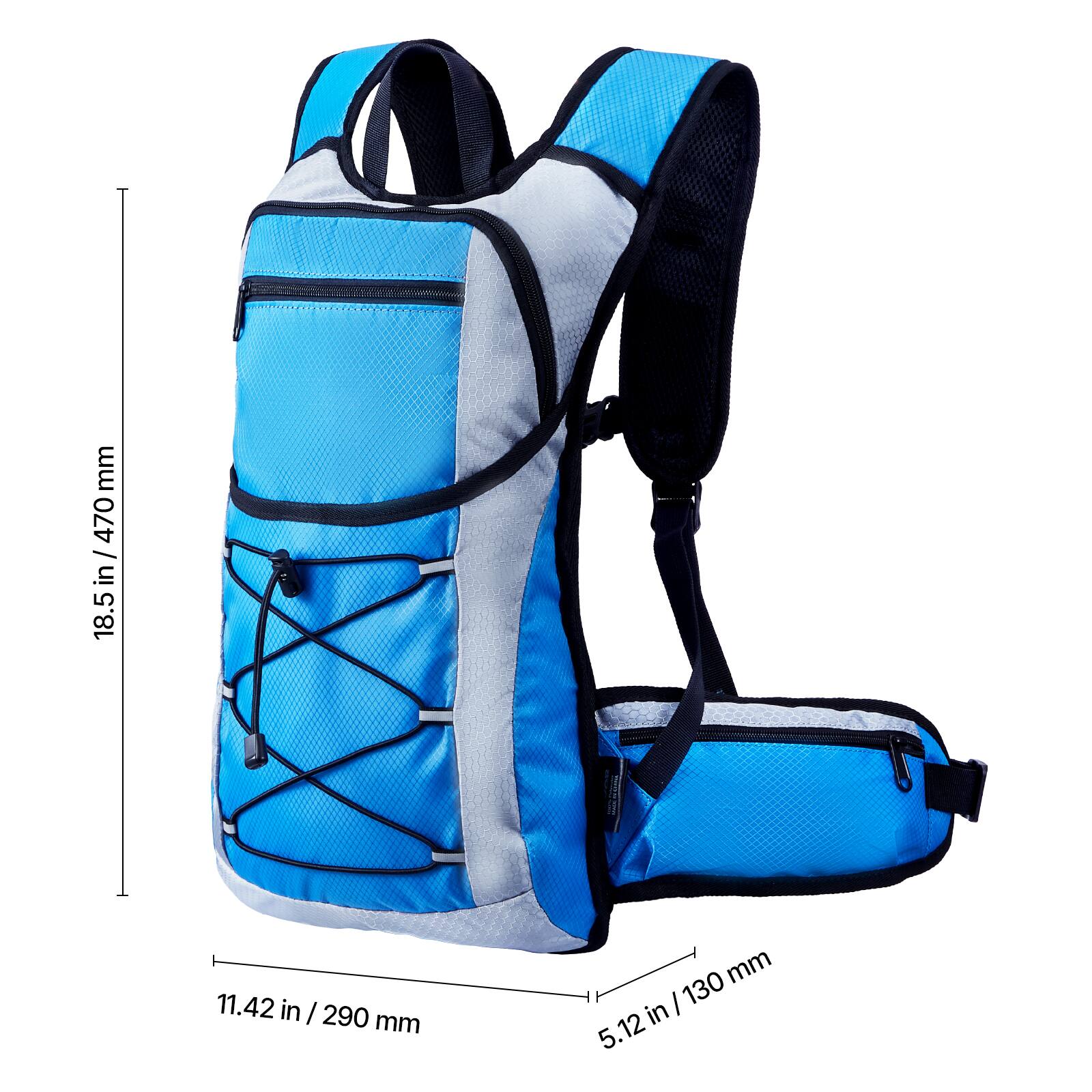 - Height: 470 mm / 18.5 in
- Width: 11.42 in / 290 mm
- Depth: 5.12 in / 130 mm