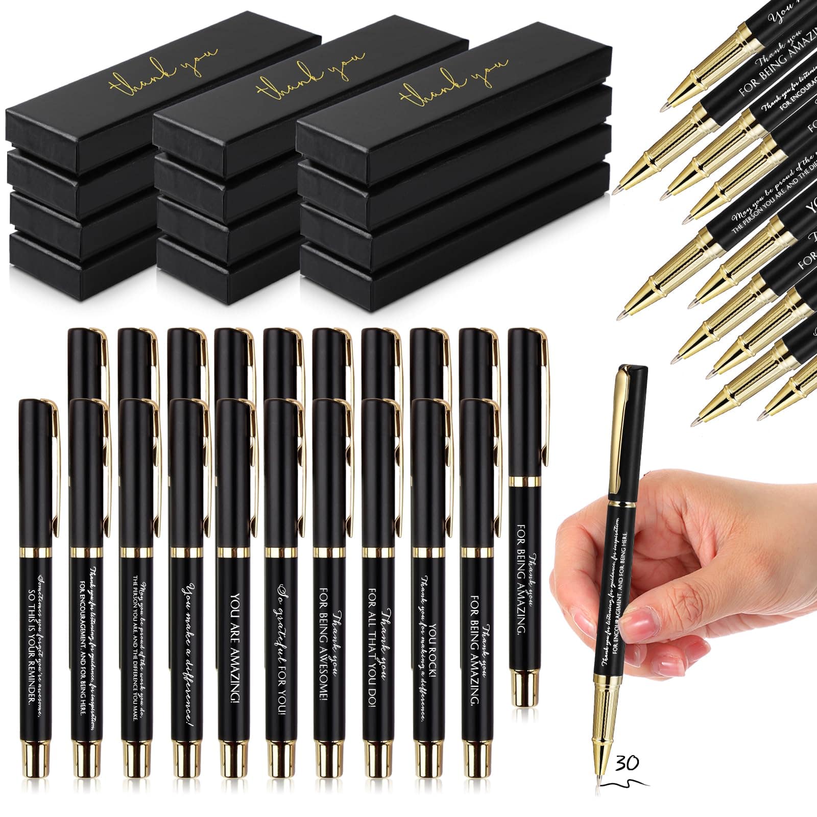 Paradigms Interiors - Thank You Pen Employee Appreciation Ballpoint With Engraved Inspirational Quotes Box For Thanksgiving Assistants Teac...