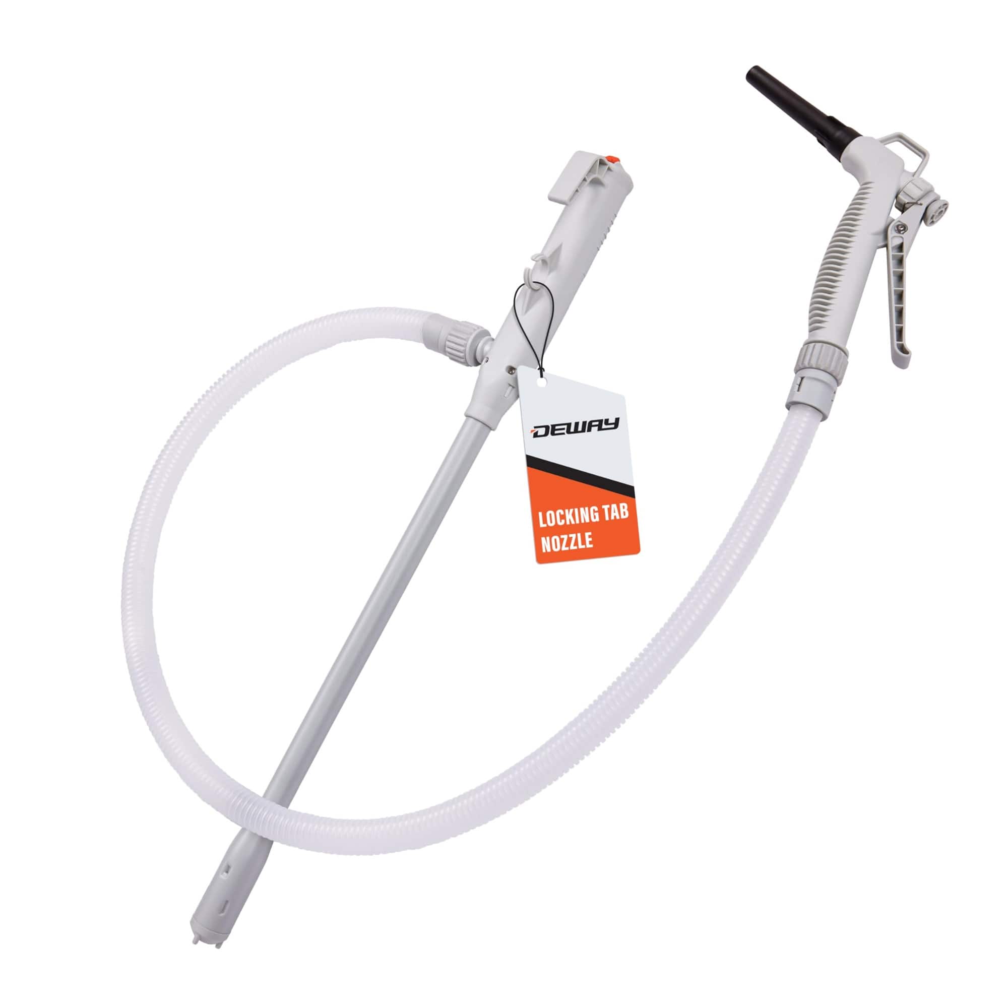Deway - Battery Fuel Transfer Pump with Trigger Nozzle – 3.2 GPM, 51" Hose, Portable Gas Pump - Gray