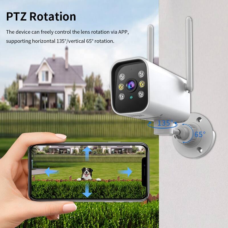 PTZ Rotation

The device can freely control the lens rotation via APP, supporting horizontal 135°/vertical 65° rotation.