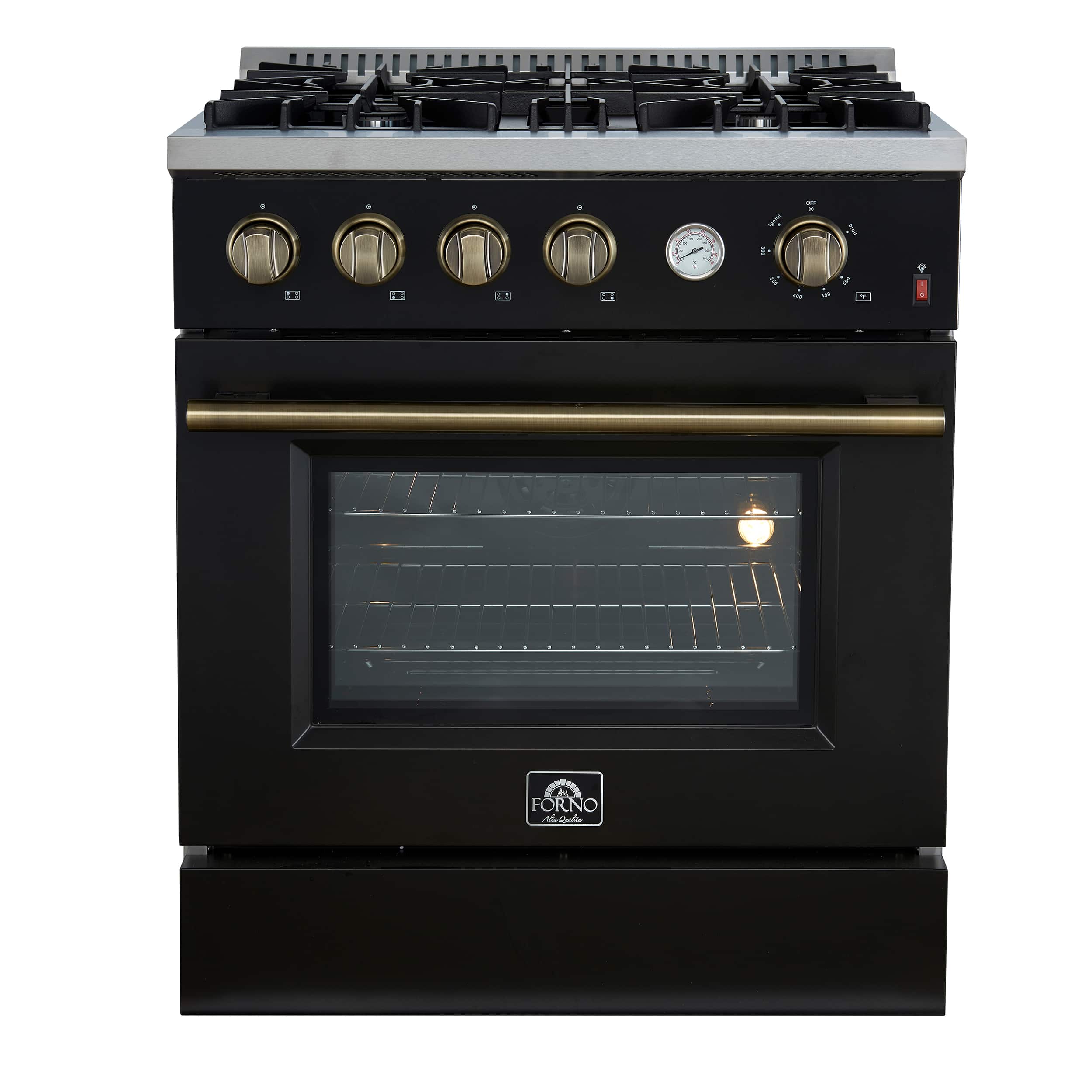 Forno Appliances - Marco 4.32 Cu. Ft. Freestanding Gas Convection Range with Dual Ring Burner - Black - Front_Zoom