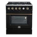 Forno Appliances - 30 in. Wide 4 burner Marco 4.32 Cu. Ft. Freestanding Gas Convection Range with Dual Ring Burner - Black