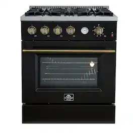 Forno Appliances - Marco 4.32 Cu. Ft. Freestanding Gas Convection Range with Dual Ring Burner - Black