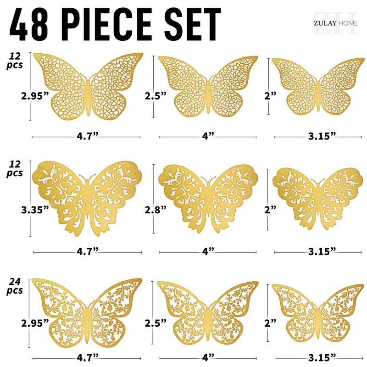 48 PIECE SET

12 pcs  
2.95" x 4.7"  
2.5" x 4"  
2" x 3.15"

12 pcs  
3.35" x 4.7"  
2.8" x 4"  
2" x 3.15"

24 pcs  
2.95" x 4.7"  
2.5" x 4"  
2" x 3.15"