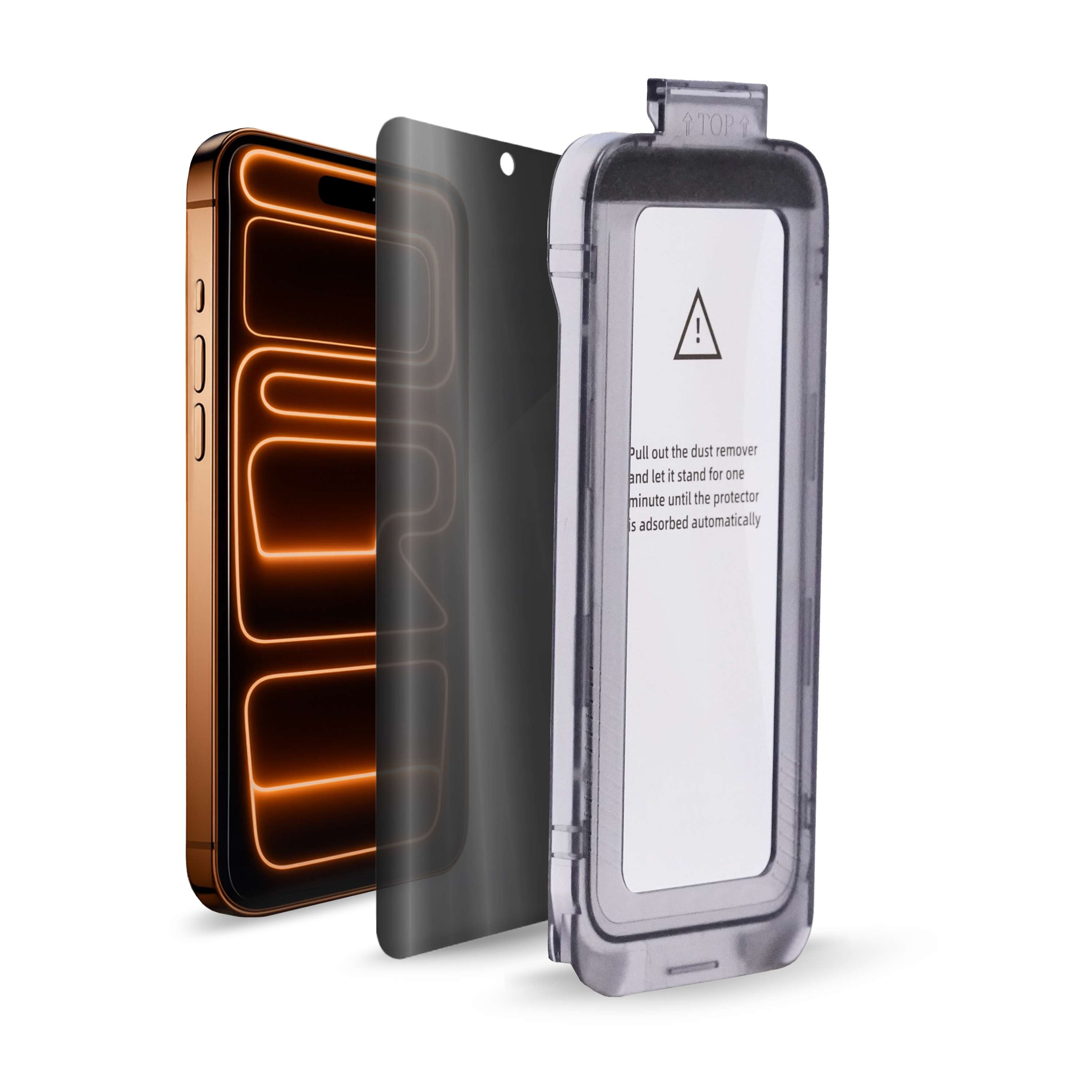 Pull out the dust remover and let it stand for one minute until the protector is adsorbed automatically.