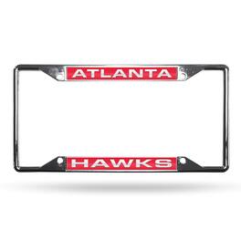 Rico Industries - Atlanta Hawks NBA All Corner EZ View Chrome Metal Laser Cut License Plate Frame - Multi