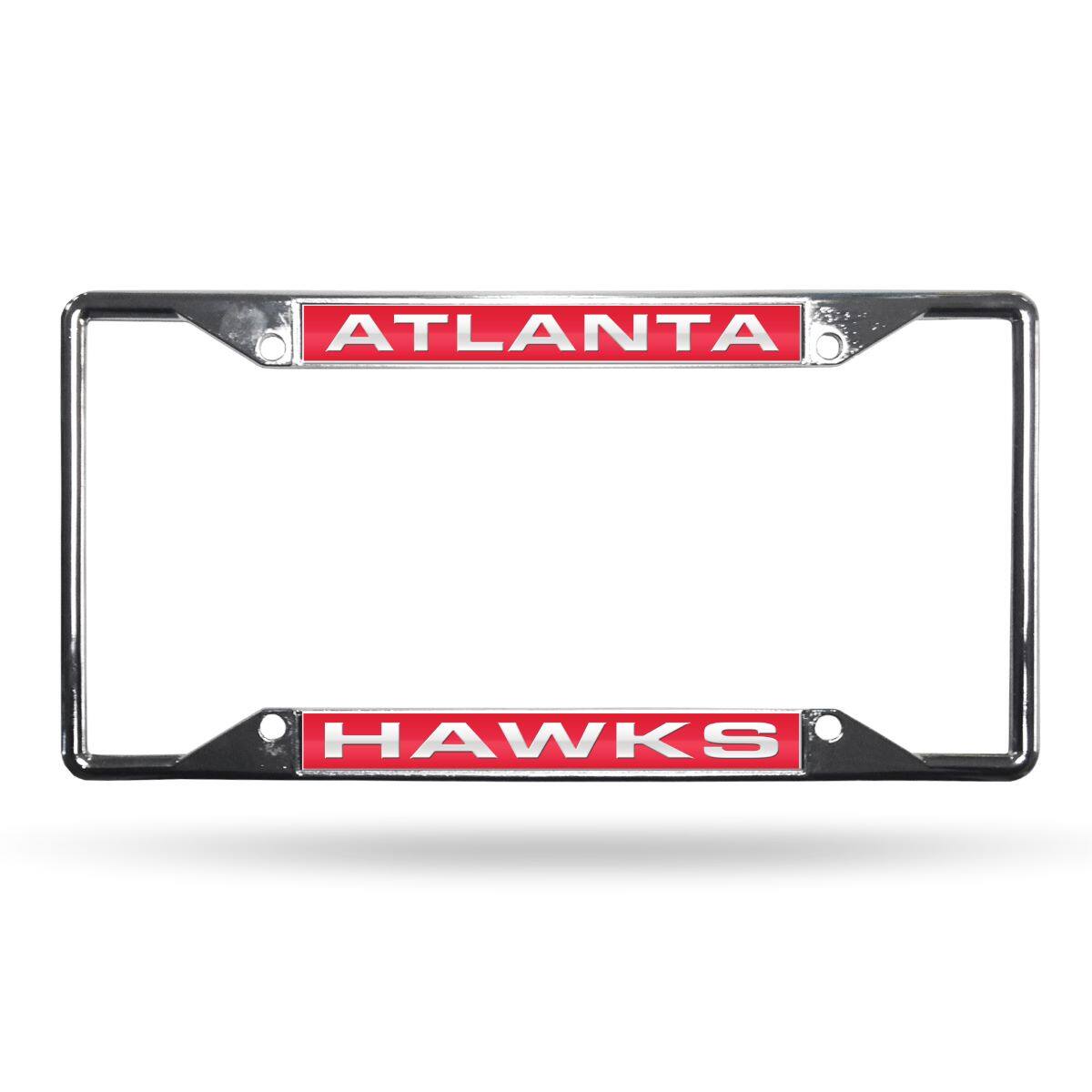 Atlanta Hawks Basketball 4-Corner EZ View Chrome Metal Laser Cut License Plate Frame