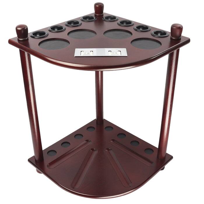 Front. GSE Games & Sports Expert - Wood 8 Corner Style Pool Cue Rack with Score Counter, Billiard Pool Cue Rack Only - Mahogany - Mahogany.