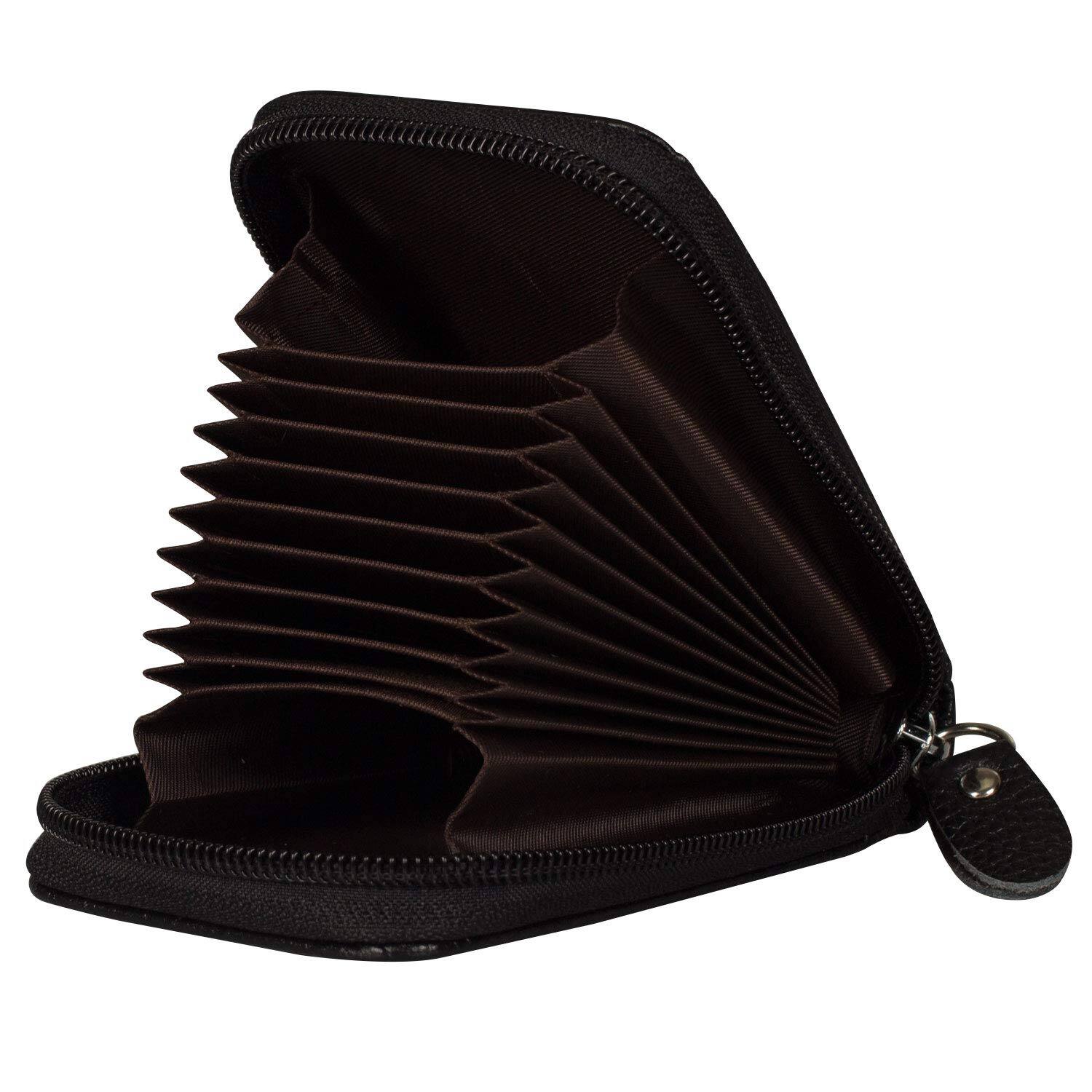 Alt View 3. Jadie Link - Rfid Blocking Credit Card Case Organizer Genuine Leather Zip-around Security Wallet Black MaterialCowhide Genuine - Orange.