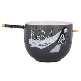 Silver Buffalo - Tim Burton's Corpse Bride Emily Butterflies Ceramic Ramen Bowl With Chopsticks - Gray