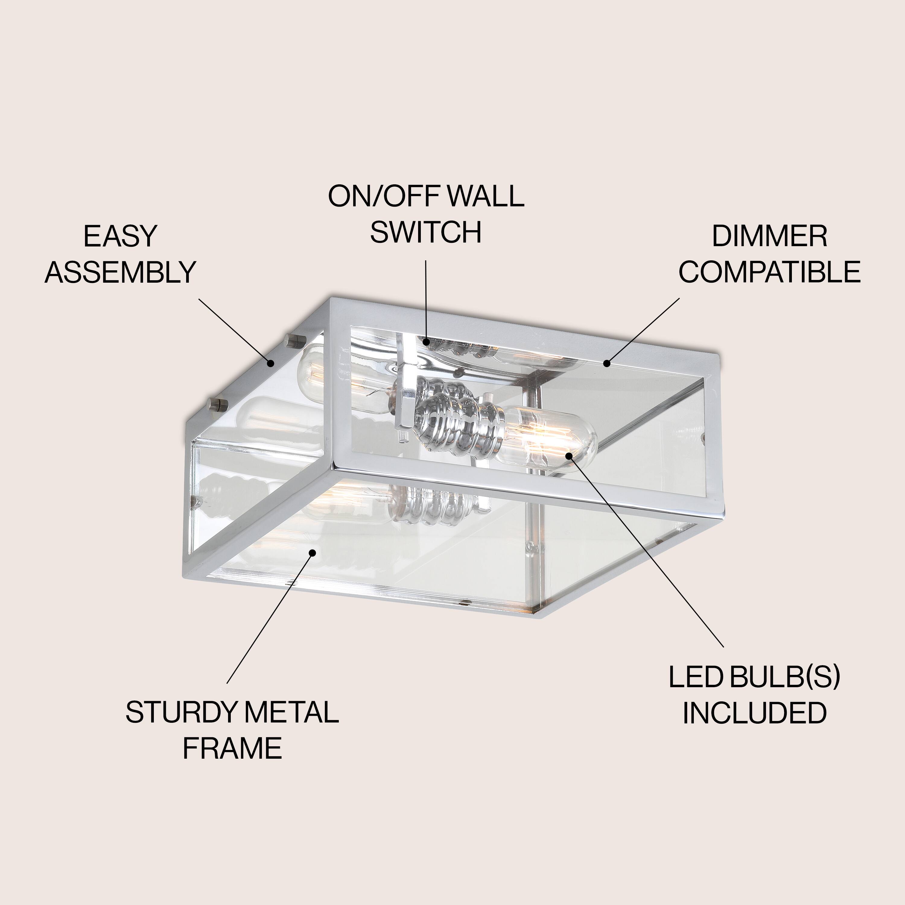 EASY ASSEMBLY ON/OFF WALL SWITCH DIMMER COMPATIBLE STURDY METAL FRAME LED BULB(S) INCLUDED