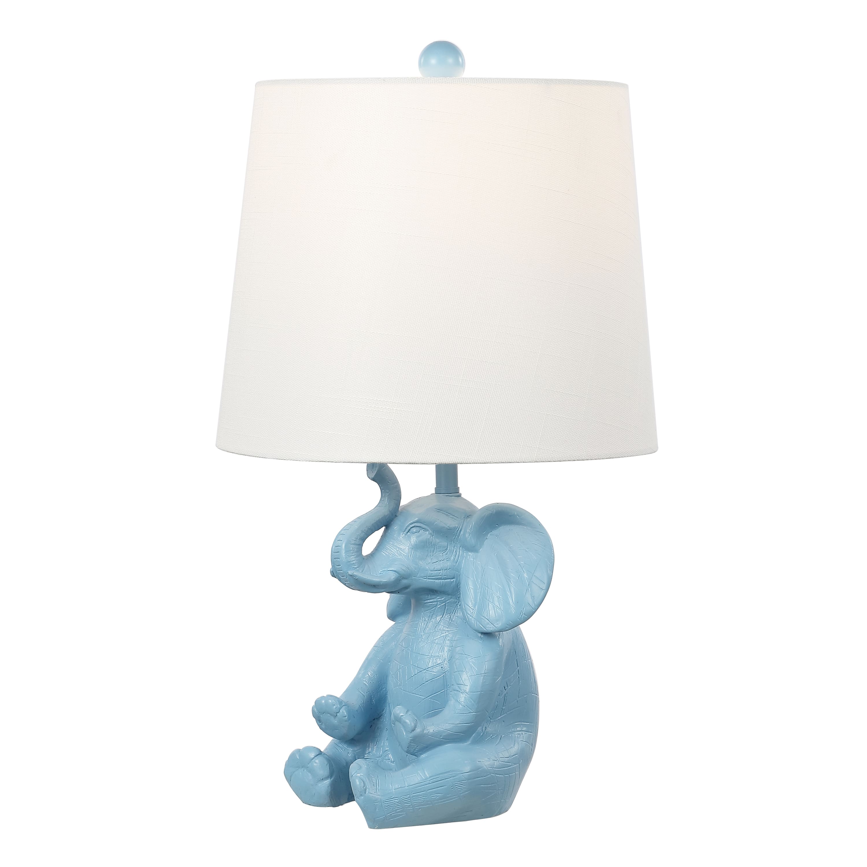 Jonathan Y - Kairi 21" Modern Shabby Chic Resin/Iron Happy Elephant LED Kids' Table Lamp with Phone Stand, Blue