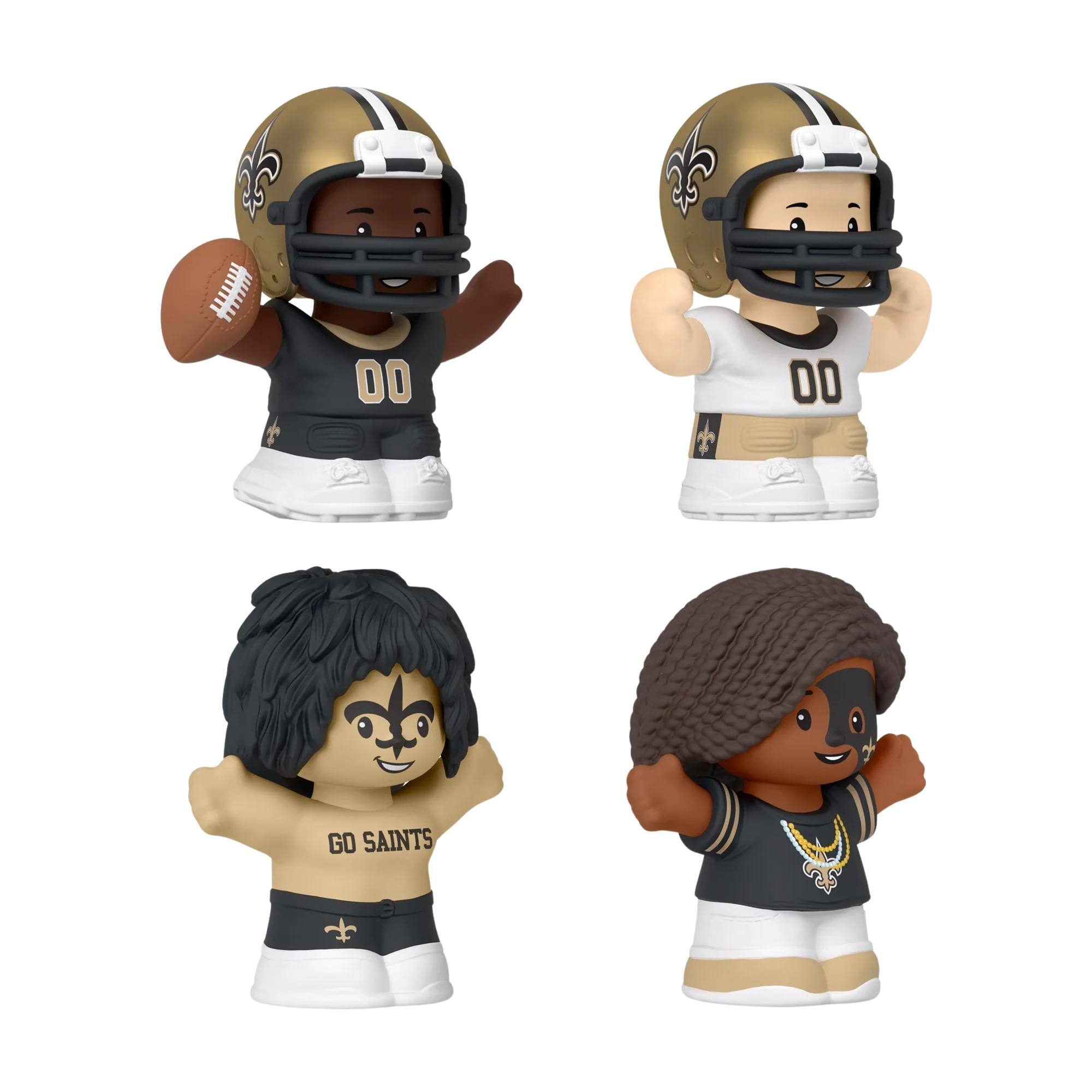 Alt View 3. Fisher Price - Fisher Price Little People x NFL Collector New Orleans Saints Figure 4-Pack - Gold.