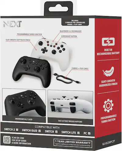 NEXT Wireless Rechargeable Pro Controller 2 Pack For Switch 2 & Switch Midnight & Frost NX-NS2WPC2P - Open Box - Best Buy NEXT Wireless Rechargeable Pro Controller 2 Pack For Switch 2 & Switch Midnight & Frost NX-NS2WPC2P - Open Box - Best Buy