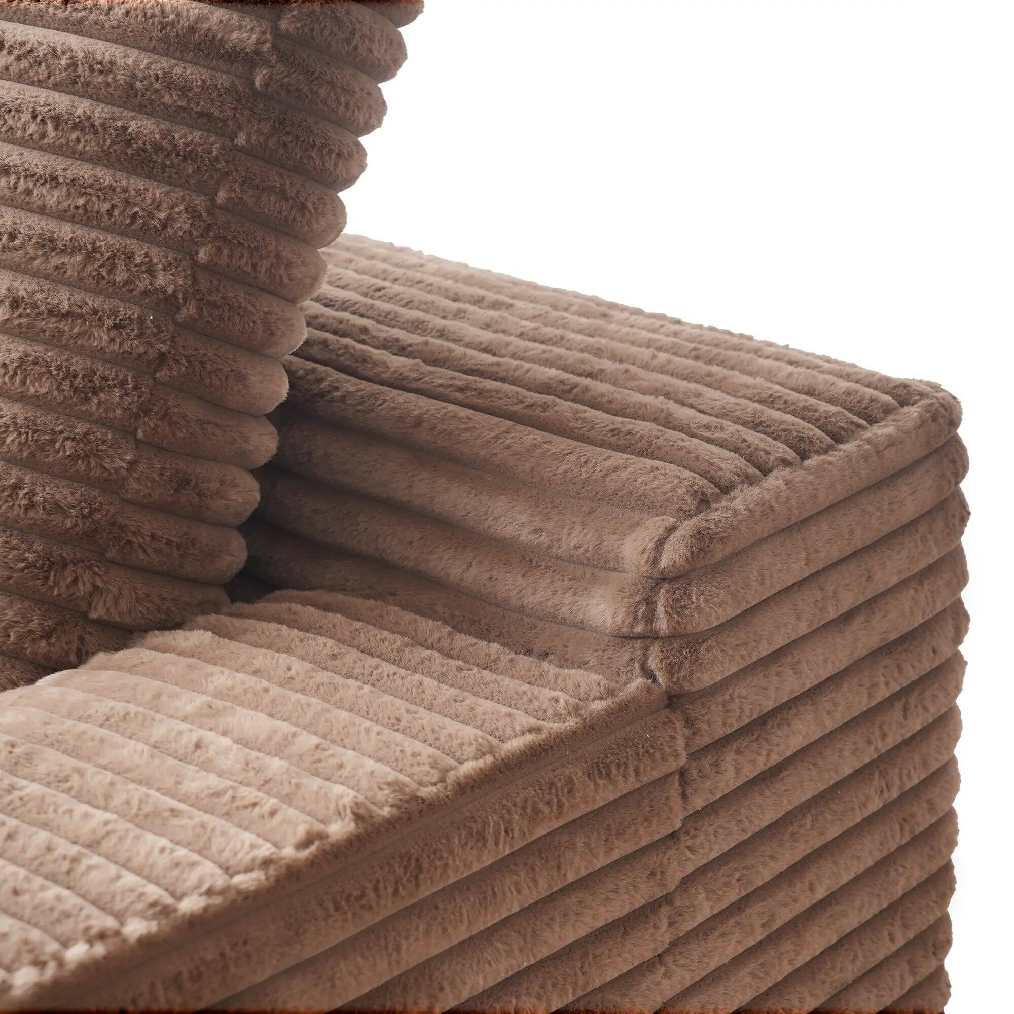 Alt View 3. Yardgrace - Corduroy Sofa Bed, Boneless Sleeper Sofa Lounge Chair Indoor, Modern Comfy Deep Seat Lazy Couch - Brown.