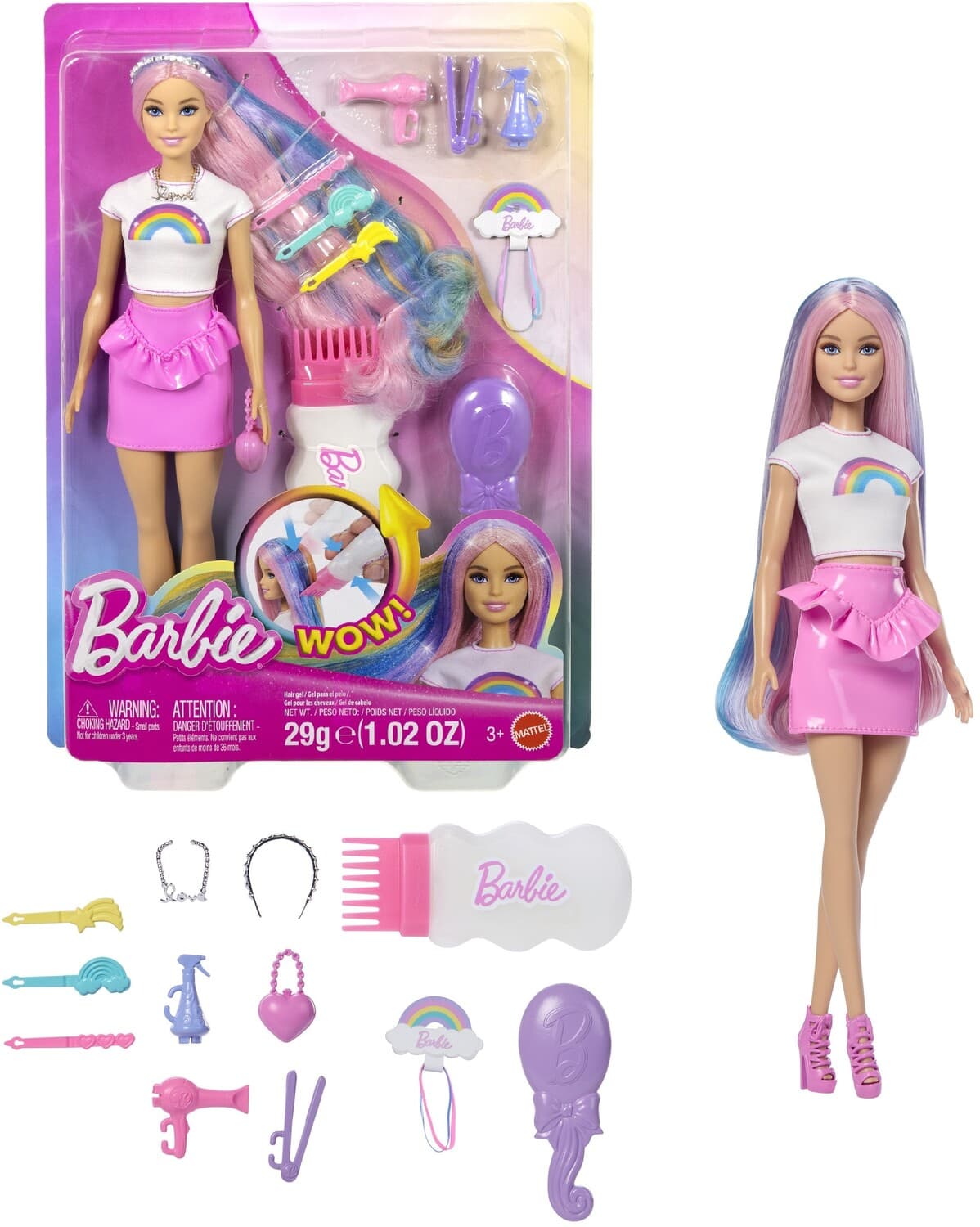 Mattel - Rainbow Sparkle Hair Barbie Doll - COLLECTIBLES - Multicolor
