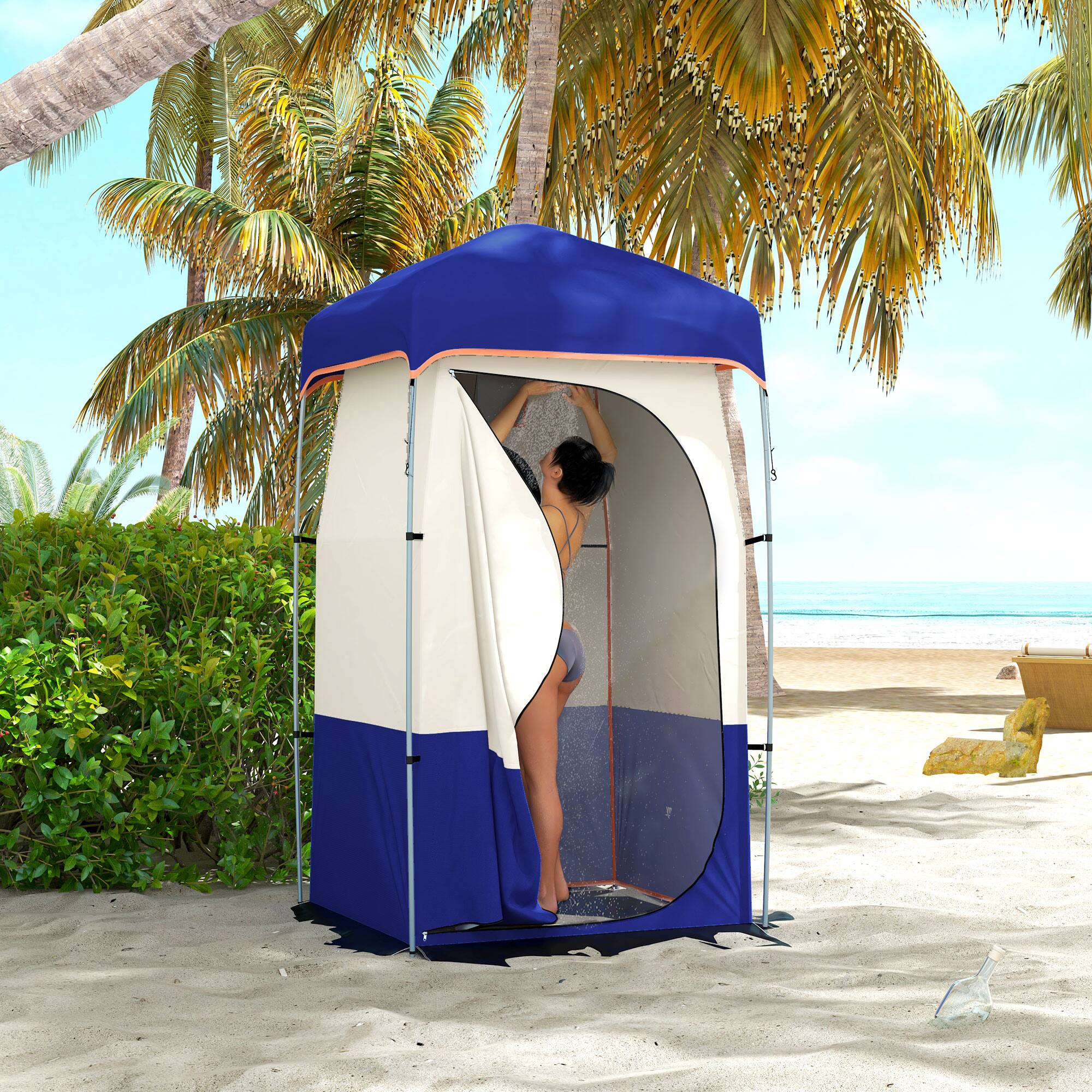 Alt View 1. Outsunny - Portable Shower Tent, Privacy Shelter, Camping Dressing Changing Tent Room with Solar Shower Bag - Blue.