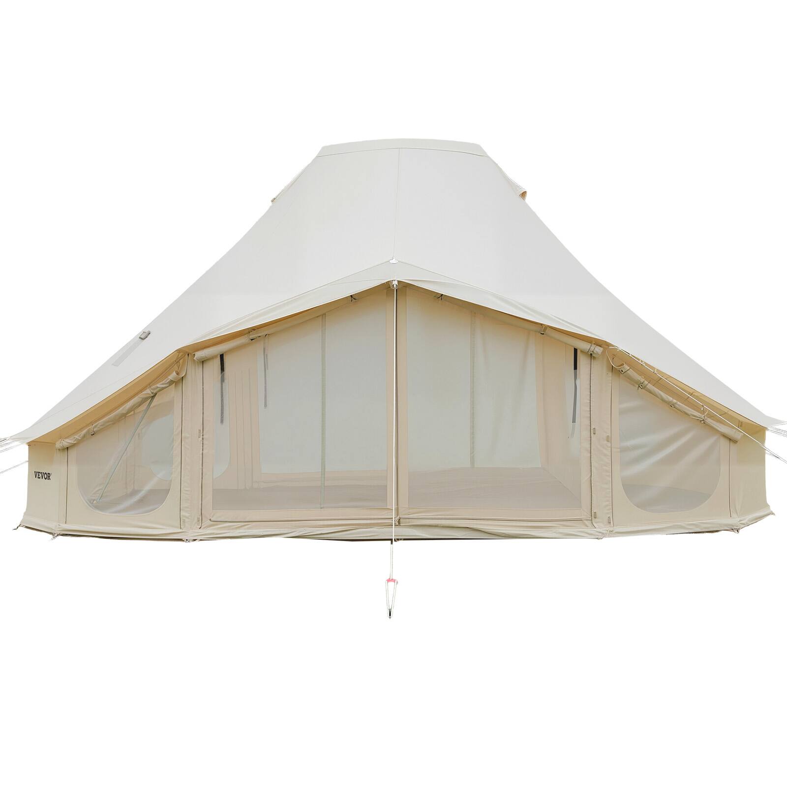 Alt View 5. VEVOR - Canvas Bell Tent, 4 Seasons 19.7 x 13.12 x 10.17 ft Yurt Tent for Camping with Stove Jack, Poly-Cotton Canvas Breathable - Light Beige.