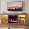 Bestier - 63" Gaming TV Stand with 23" Wide Fireplace & RGB Lights Storage Cabinet for up to 70" TVs Entertainment Center - Gray
