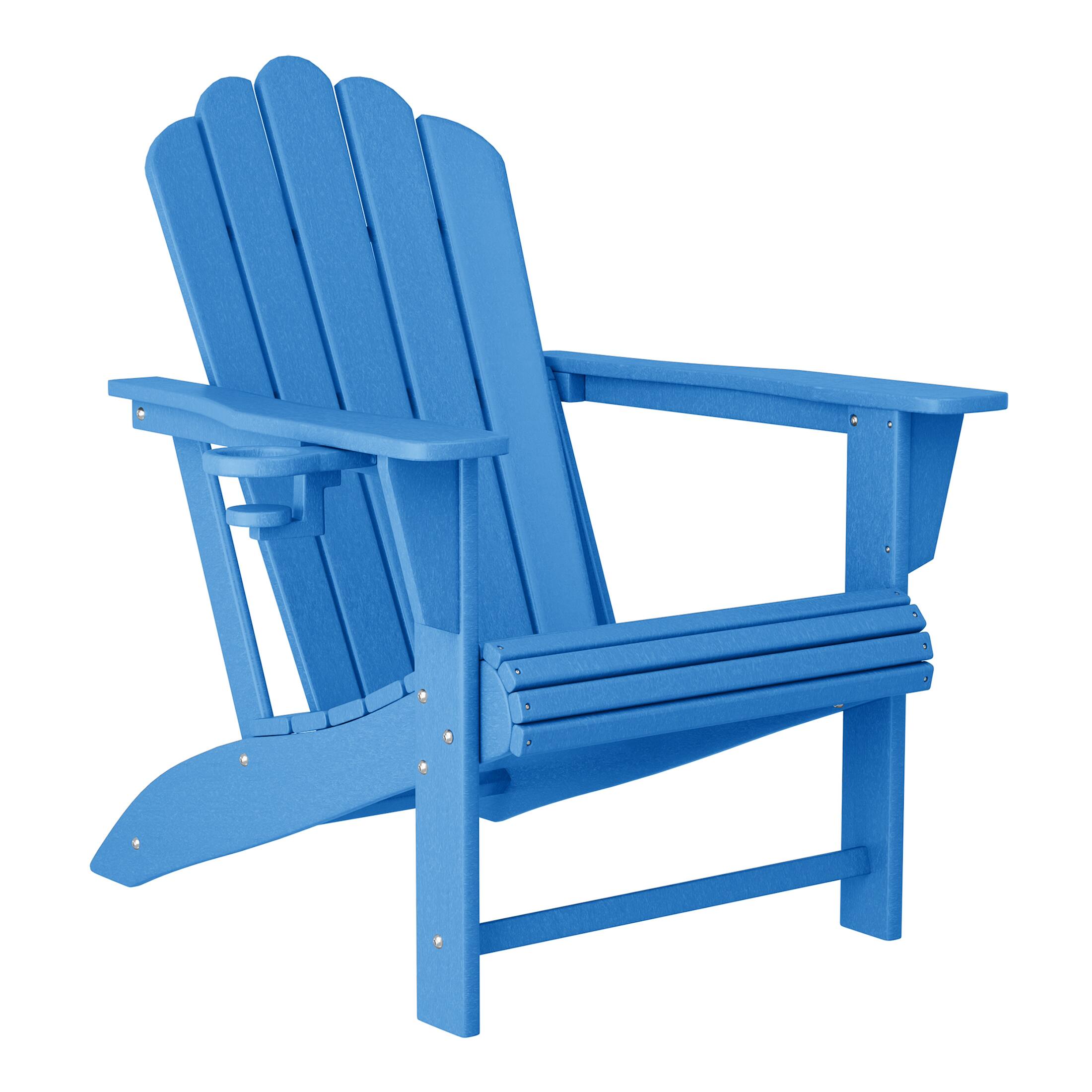 Left. WestinTrends - WestinTrends Highland Outdoor Patio HDPE Adirondack Chairs With Cup Holders (Set of 8) - Pacific Blue.