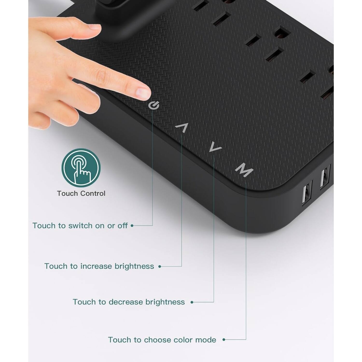 Touch Control

- Touch to switch on or off
- Touch to increase brightness
- Touch to decrease brightness
- Touch to choose color mode