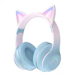 YONWAY - Cat Ear LED Light Up Wireless Headphones, Foldable Bluetooth Headset with Mic, Ultra-Long Battery Life for Kids