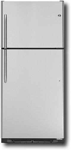 Front Standard. GE - 17.9 Cu. Ft. Frost-Free Top-Mount Refrigerator - Stainless-Steel.