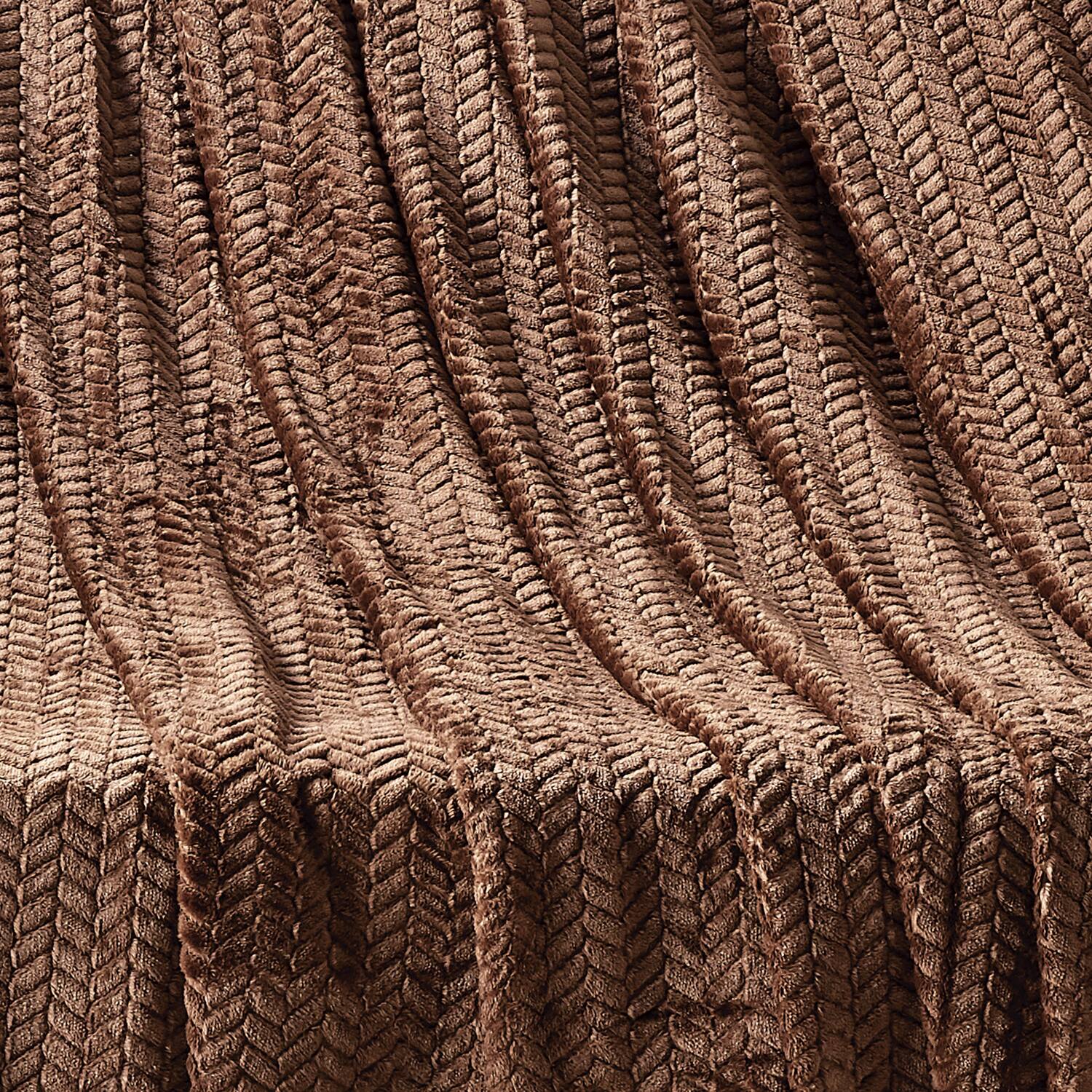 Alt View 4. Noble House - Plazatex Chevron Braided Stylish Soft Comfortable and Lightweight All Seasons Blanket King Choclate - Chocolate.