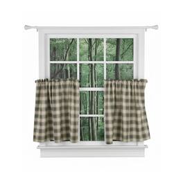 Ellis Curtain - ELLIS 50% Polyester 50% Cotton Country Check Tailored With 1.5" Rod Pocket Tiers 56" x 36" - Mist