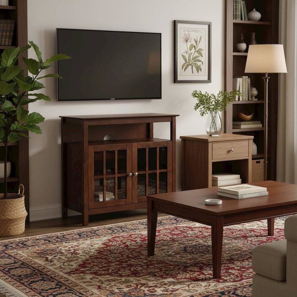 Alt View 1. FurniFact - Tall TV Stand Console, Brown, Storage Cabinets, 40 Inch - Gray.