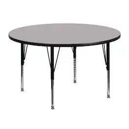 Flash Furniture - Wren 48'' Round Grey Thermal Laminate Activity Table - Height Adjustable Short Legs - Gray