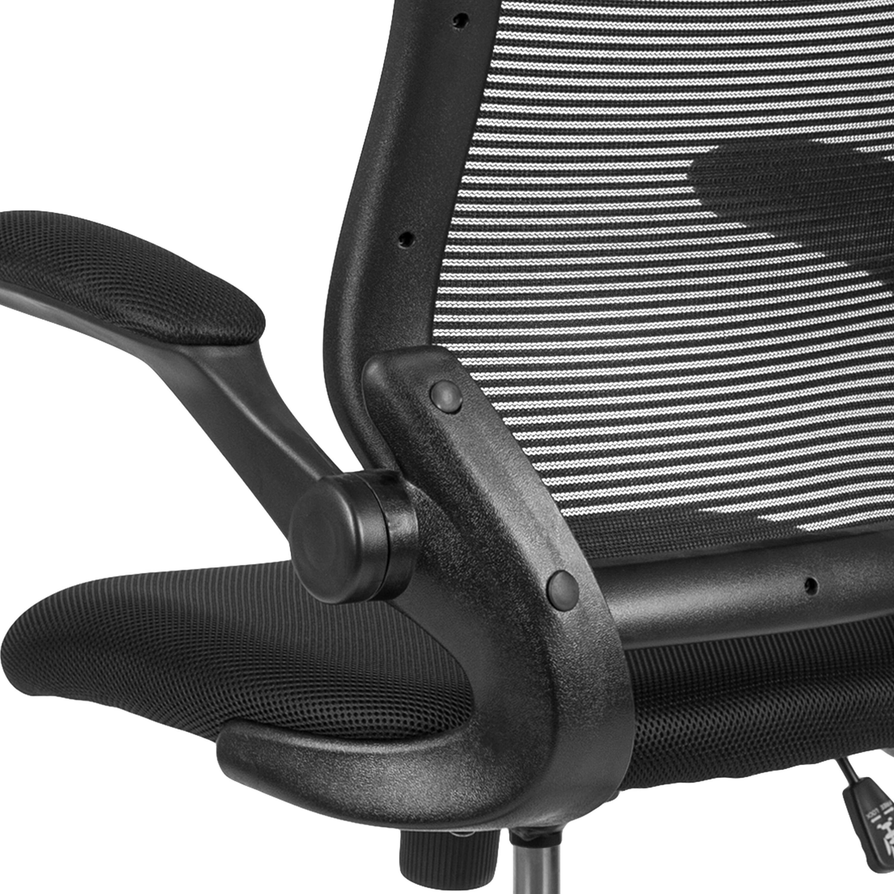 Alt View 10. Emma + Oliver - Mid-Back Mesh Ergonomic Drafting Chair with Foot Ring and Flip-Up Arms - Black.