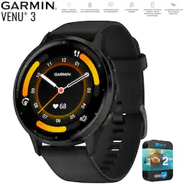 Garmin - Refurbished Excellent - Venu 3 Fitness GPS Smartwatch Slate/Black (45mm) + 2 Year Extended Warranty Bundle - Slate Stainless Steel|Black - (2023)