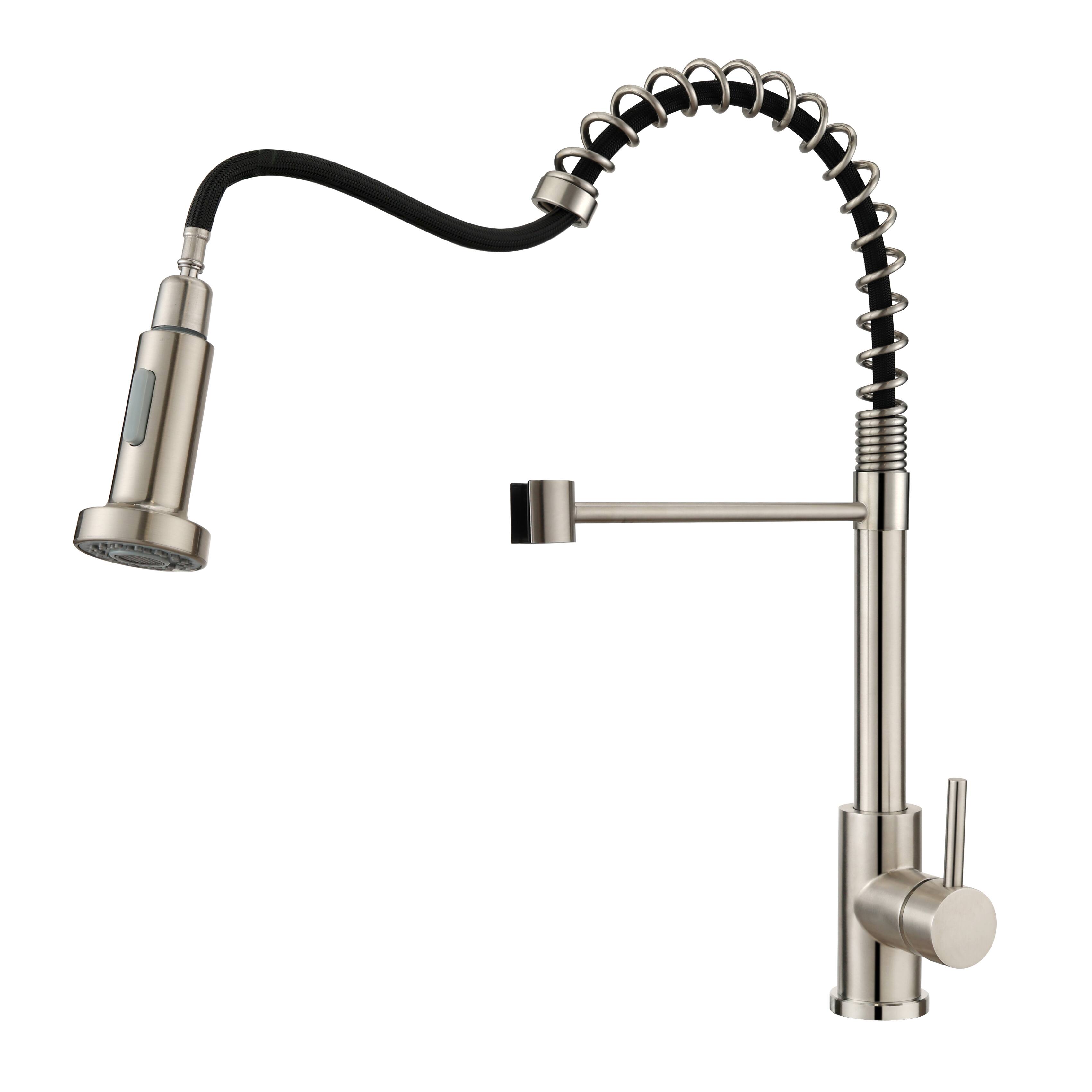 Angle. Bothwa Home - HydroSpout 19.5 - Inch Kitchen Faucet - Brushed Nickel.