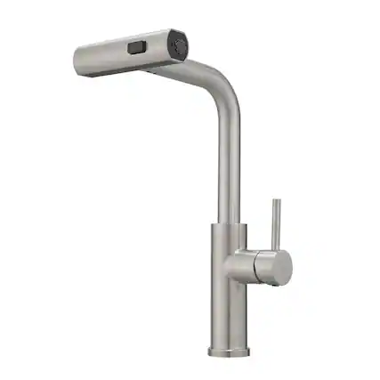 Front. Siljoy - Kitchen Sink Faucet, Brushed Nickel Kitchen Faucets with Pull out Sprayer, Bar Faucet Single Hole Faucet - Brushed Nickel.