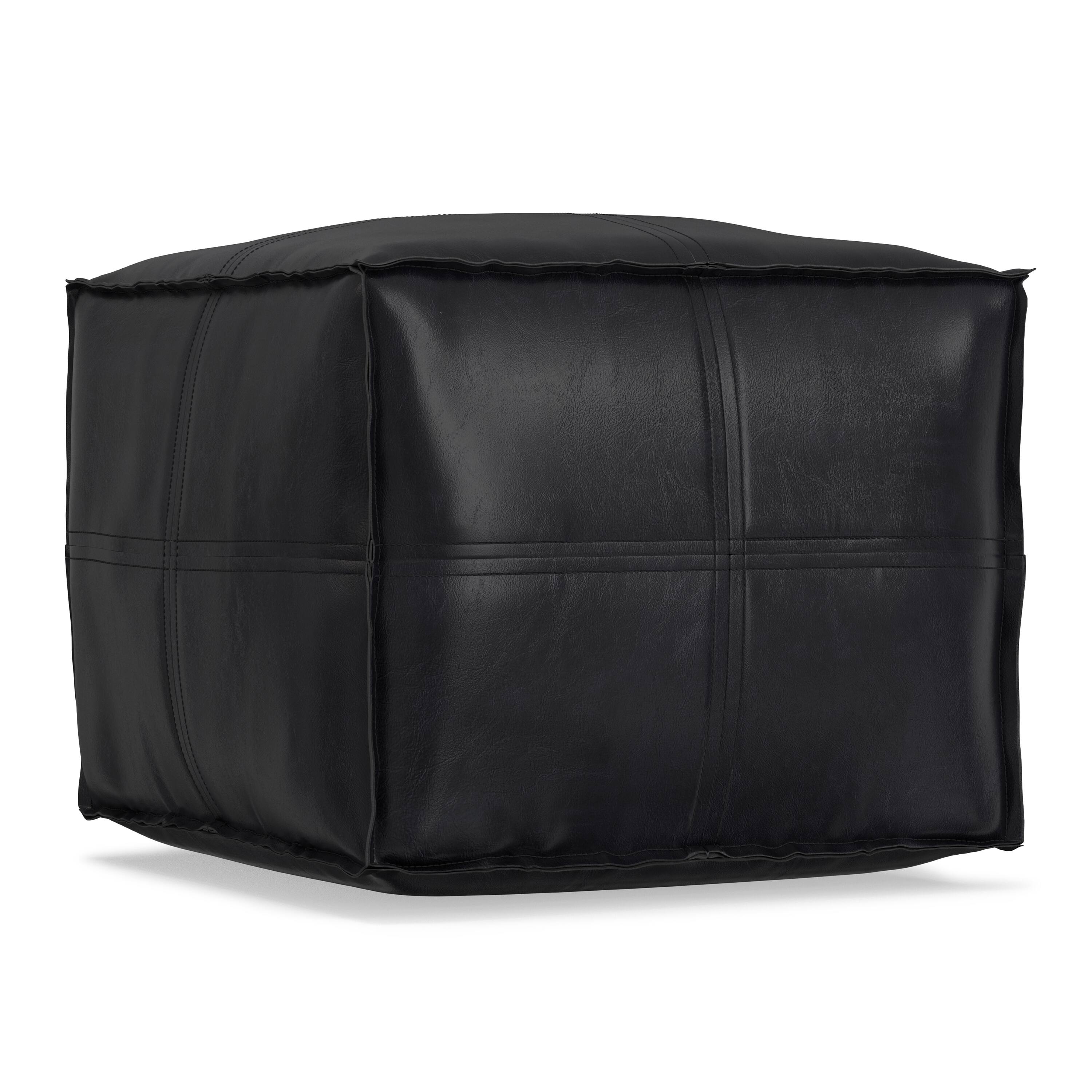 Alt View 1. Simpli Home - Simpli Home Brody 18W Square Top Stitich Pouf - Black.