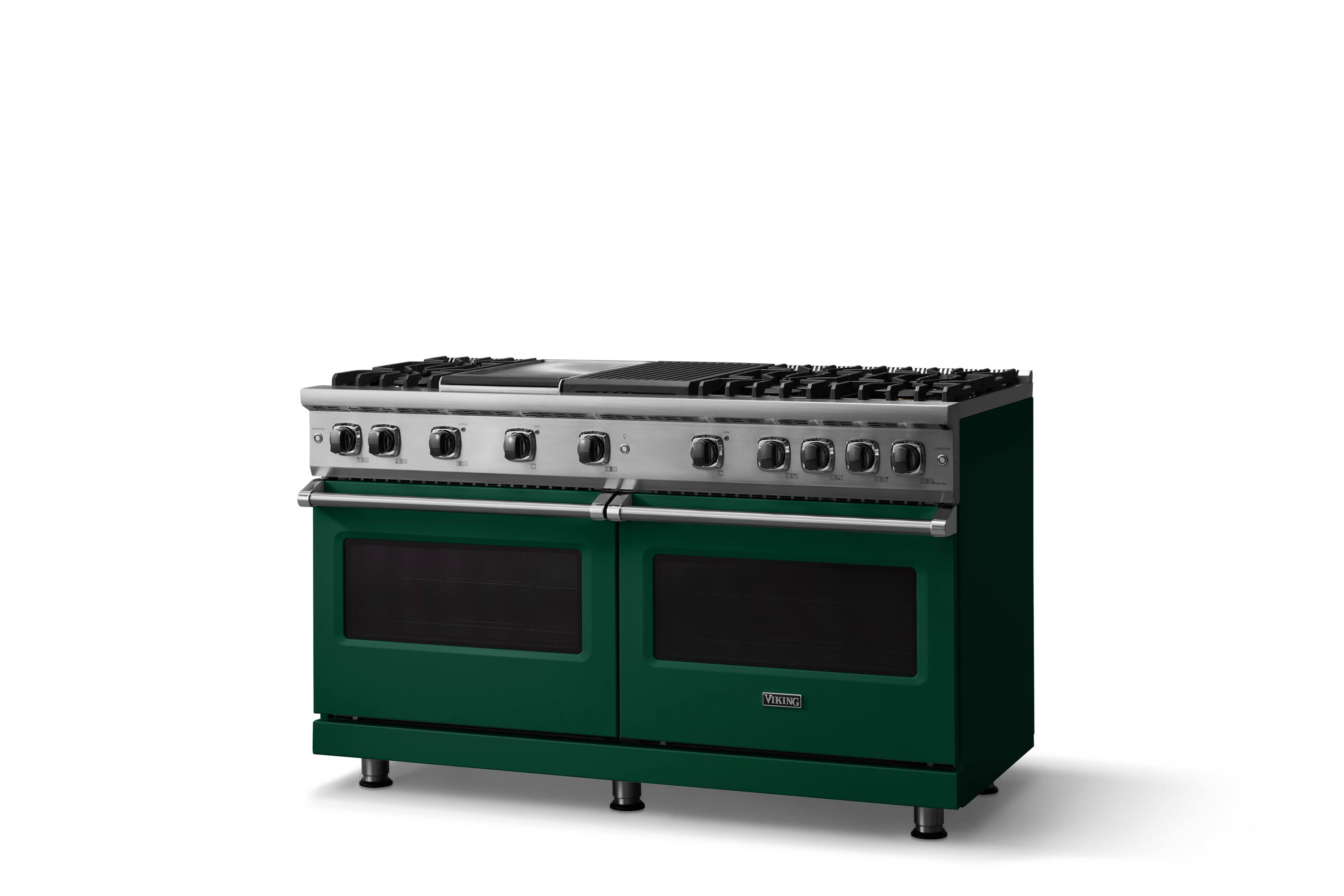 Angle. Viking - 8.0 Cu. Ft. 60"W. Professional 5 Series Freestanding Double Oven Gas Convection Range - Ivy.