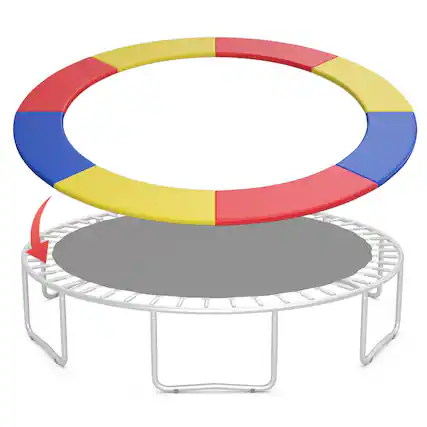 Front. Gymax - Gymax 10FT Trampoline Replacement Safety Pad Bounce Frame Waterproof Spring Cover - Red + Yellow + Blue.