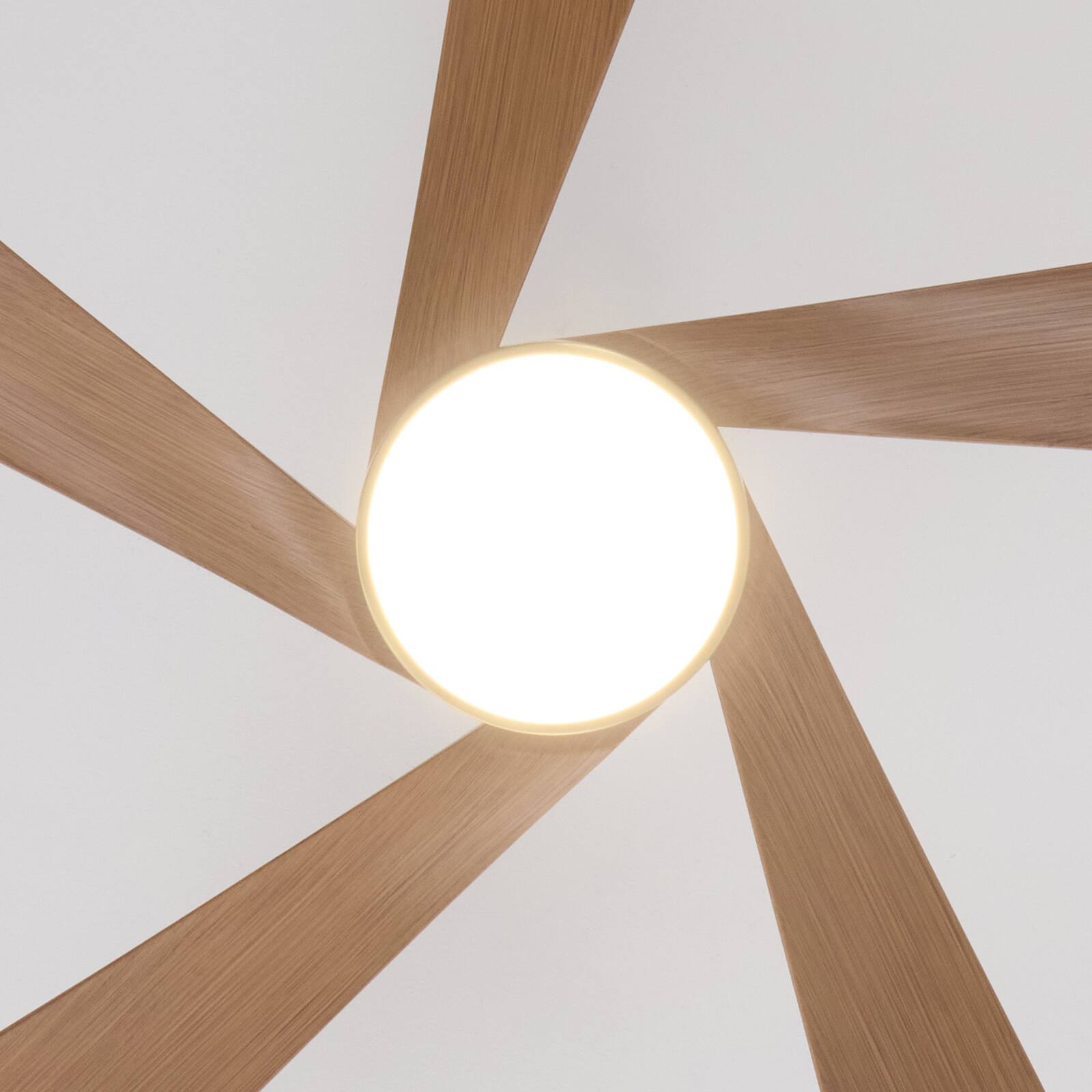 Alt View 5. Siljoy - 52-inch Wood Ceiling Fan with Light 6-Blade DC Motor Remote & App Control for Living Room Bedroom - Natural Oak.