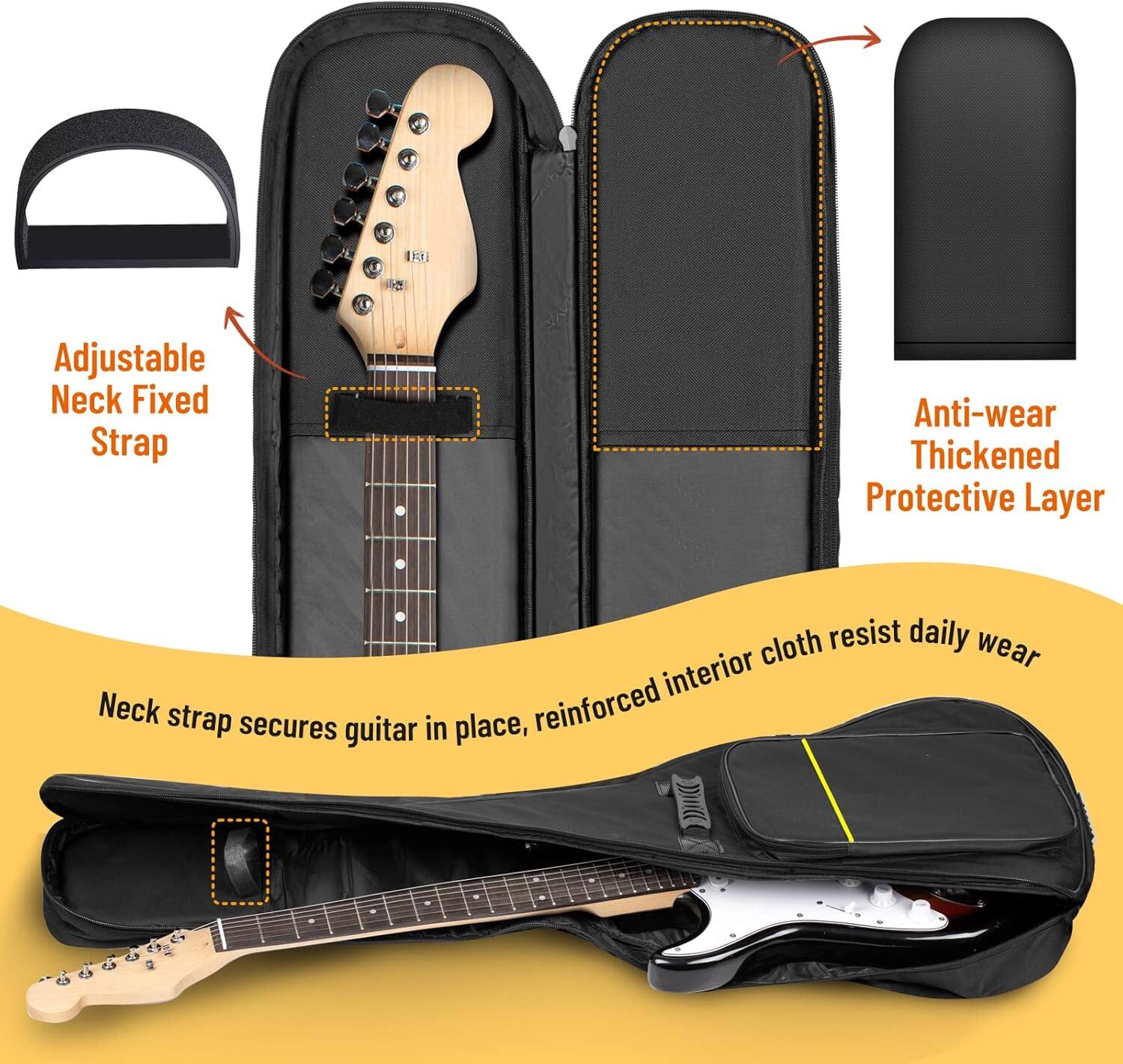 EA Adjustable Neck Fixed Strap Anti-wear Thickened Protective Layer cloth resist daily wear interior Neck strap secures guitar in place, reinforced