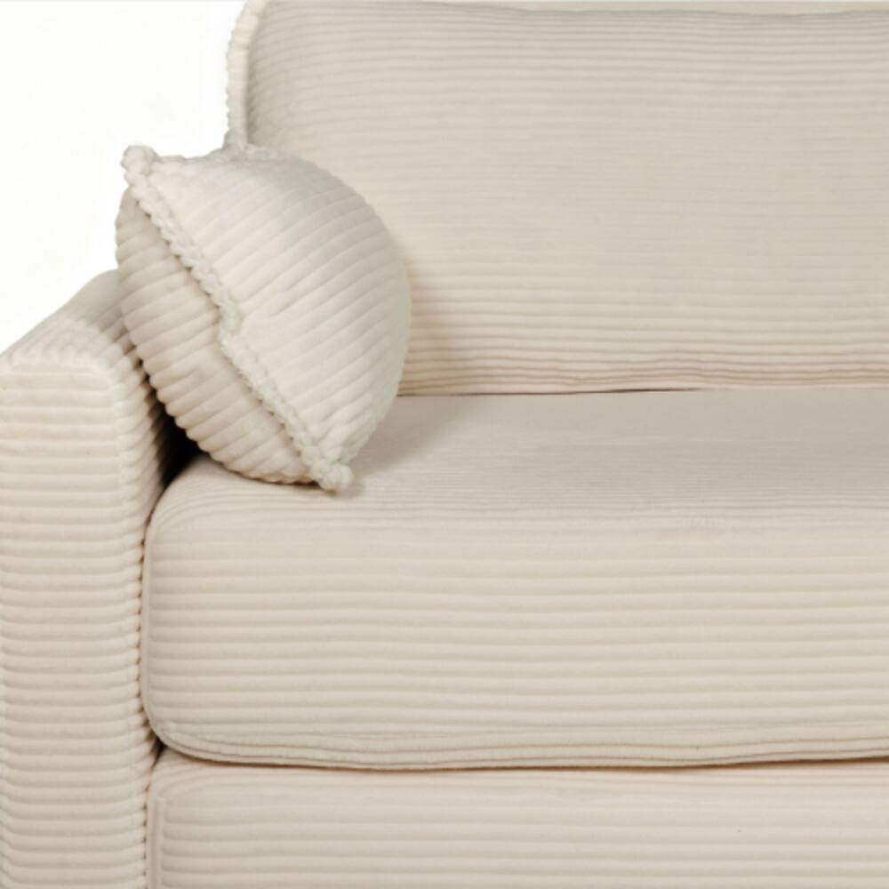 Alt View 6. LUCKY ONE - 2-in-1 Convertible Corduroy 2-Seater Loveseat Sofa Bed w/ Side Storage 375 lbs/seat - Beige.