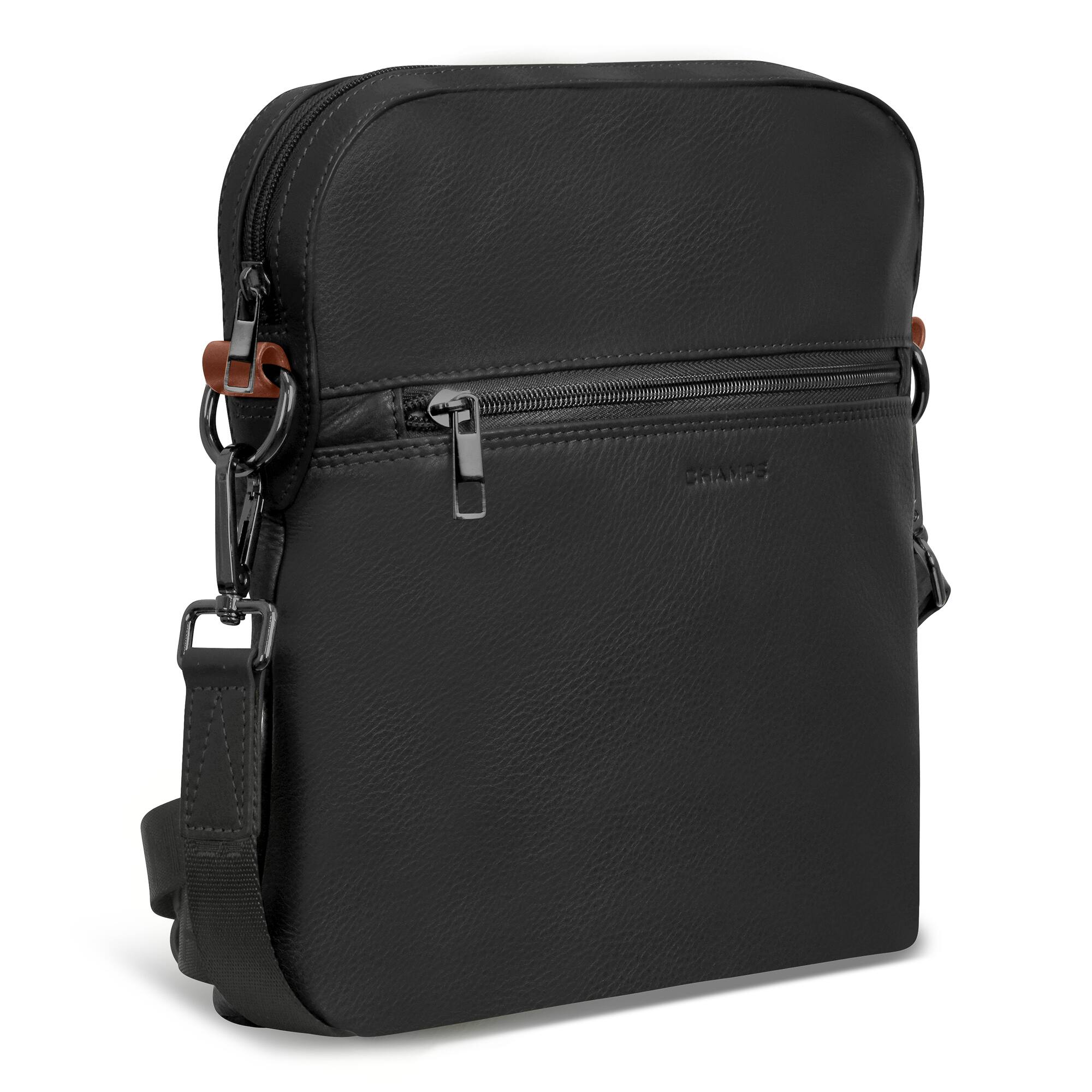 Left. Champs - Onyx Collection Leather Cross-Body Bag - Black.