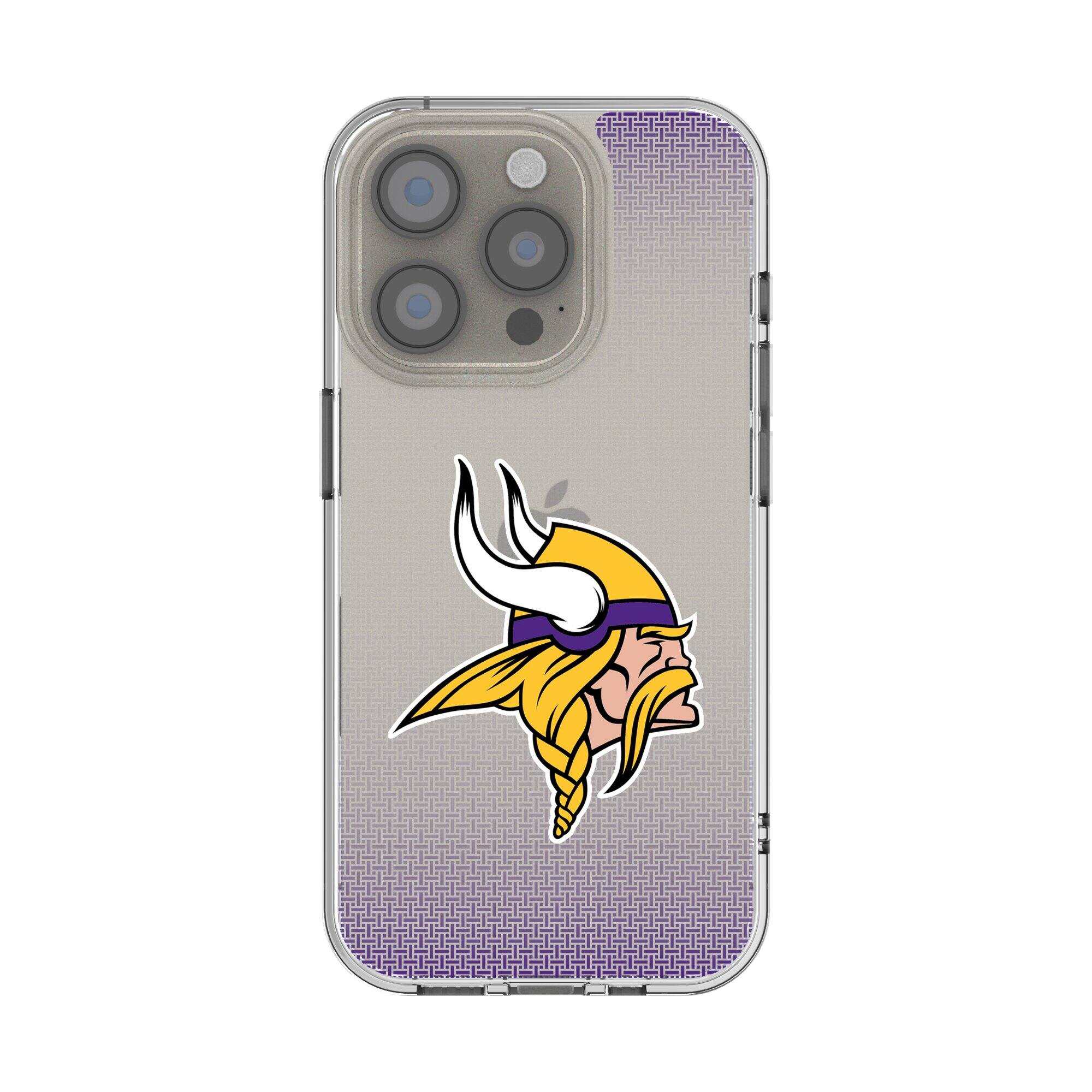 Front. Keyscaper - Minnesota Vikings Linen Logo iPhone Clear Case - 14 - Multicolor.