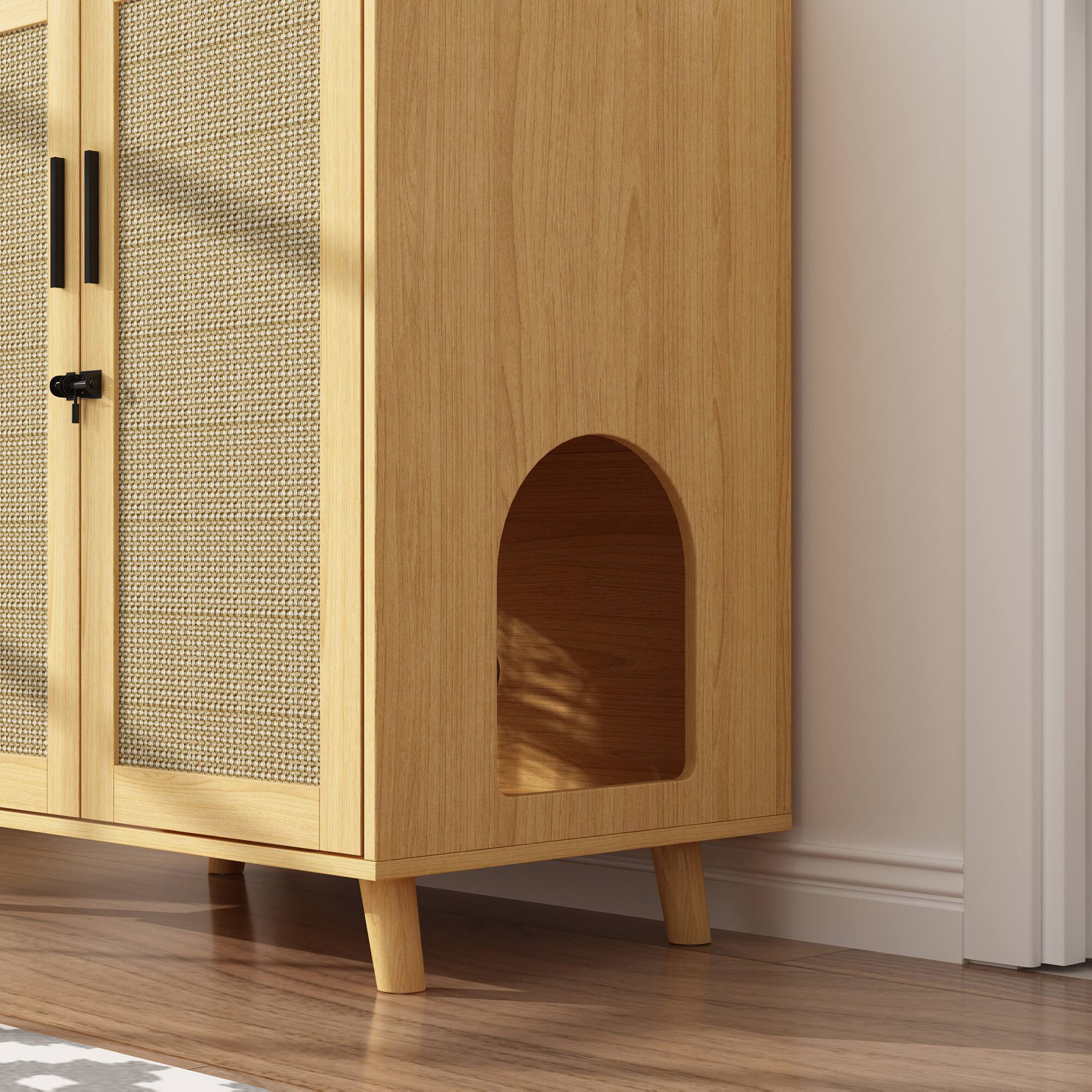 Alt View 10. FUFU & GAGA - Multi-Functional Cat Furniture Cabinet – Hidden Litter Box Storage & Scratching Post with Adjustable Shelves.
