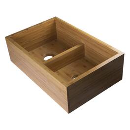 Alfi - brand 33 Double Bowl Bamboo Kitchen Farm Sink - Brown