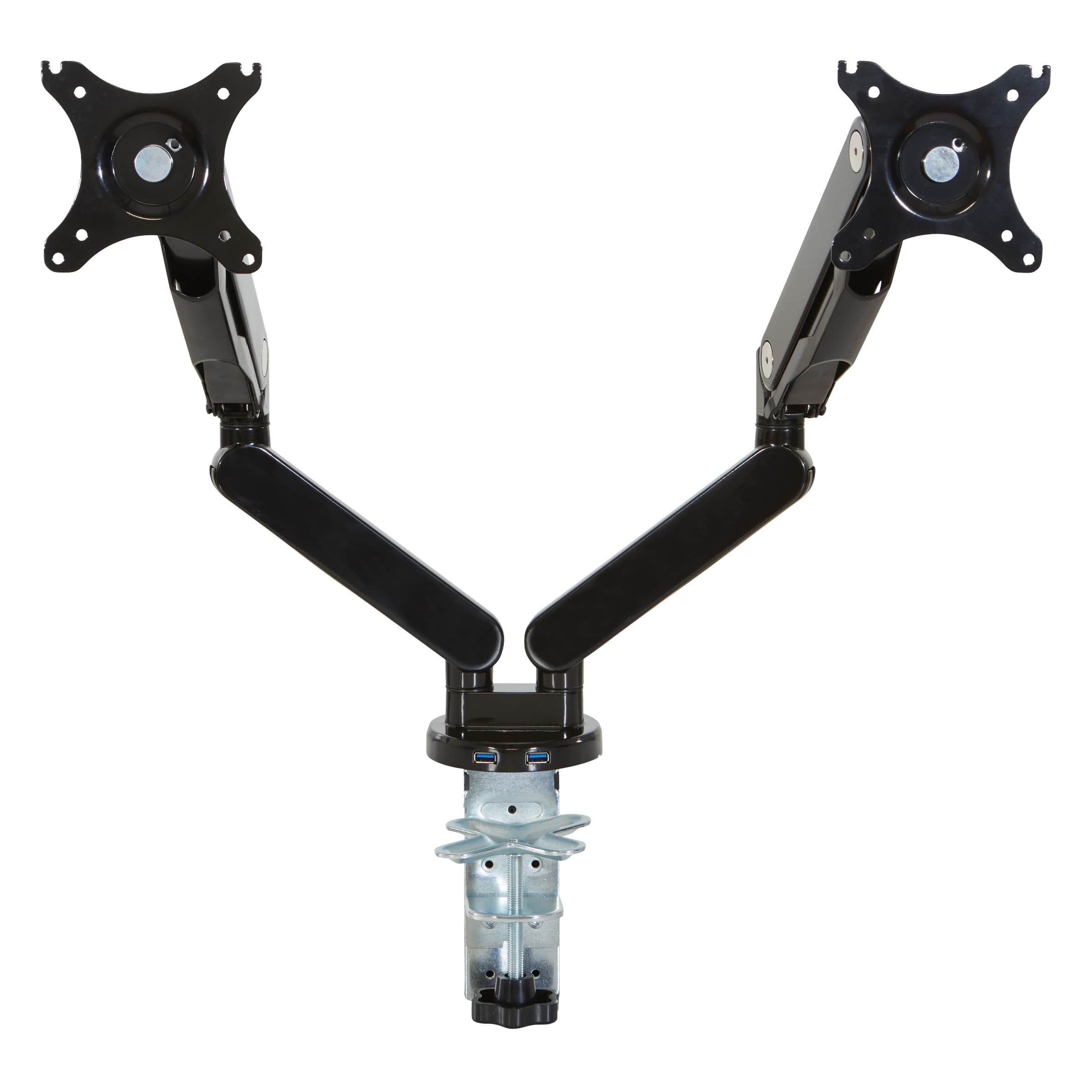 Office Star Products - Double Monitor Arm 17"-30" - Black - Front_Zoom