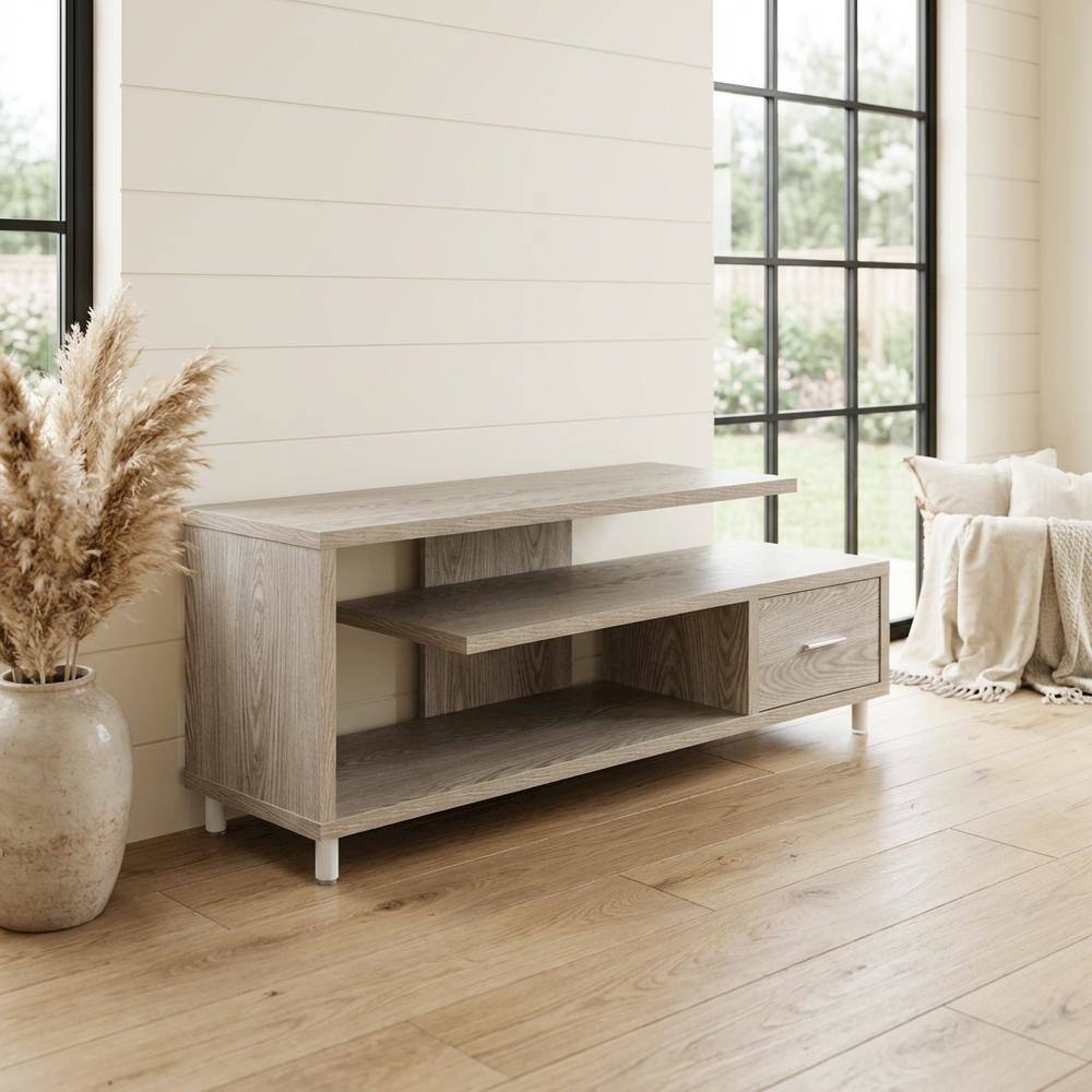 Alt View 2. FurniFact - White Honeycomb Particle Board TV Stand with Shelves for up to 65-Inch TVs - White.