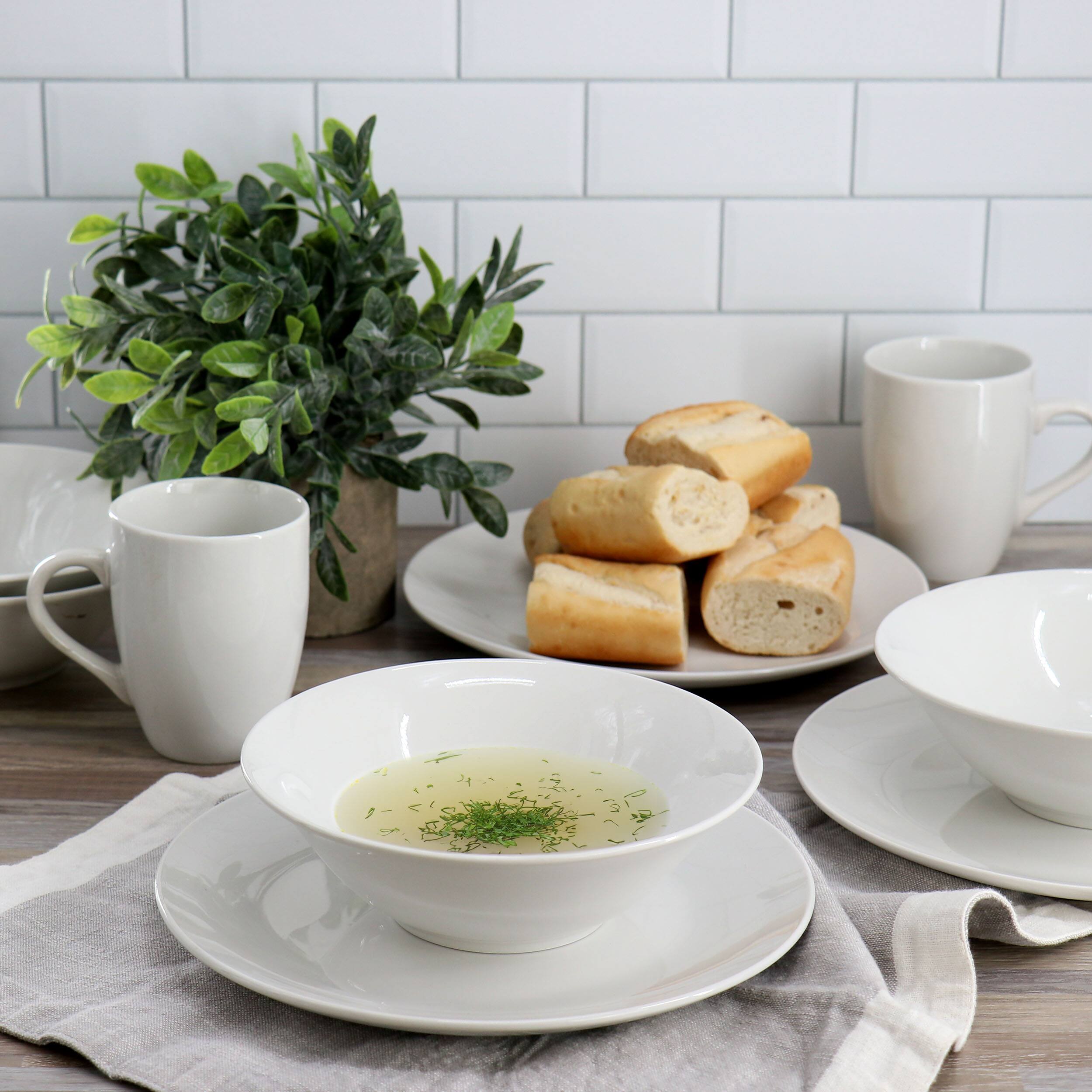Alt View 5. Gibson - Gibson Home Wintercap 12 Piece Fine Ceramic Dinnerware Set in White - White.