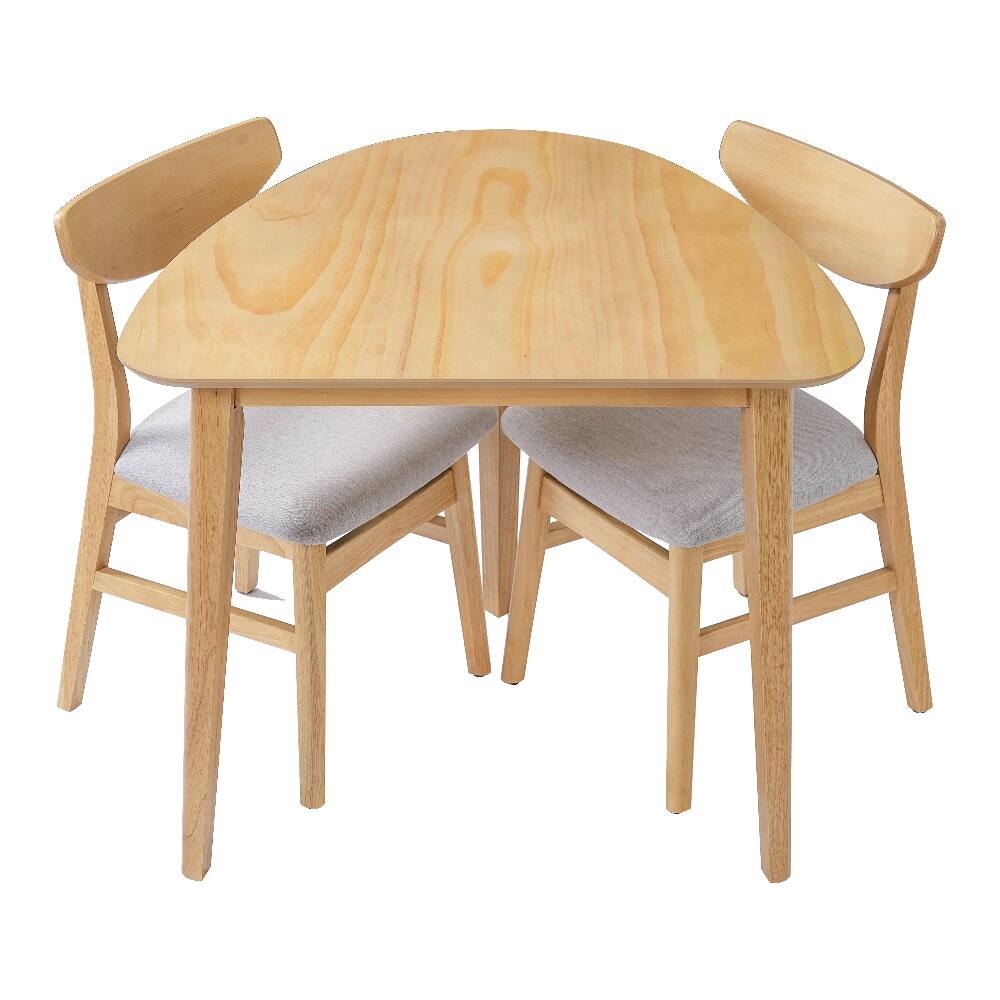 Alt View 10. Loheer - Loheer 3-Piece Table Set Triangular Side Table & Curved Wood Chairs Minimalist Dining Set for Small Space Natural Finish - Natural.