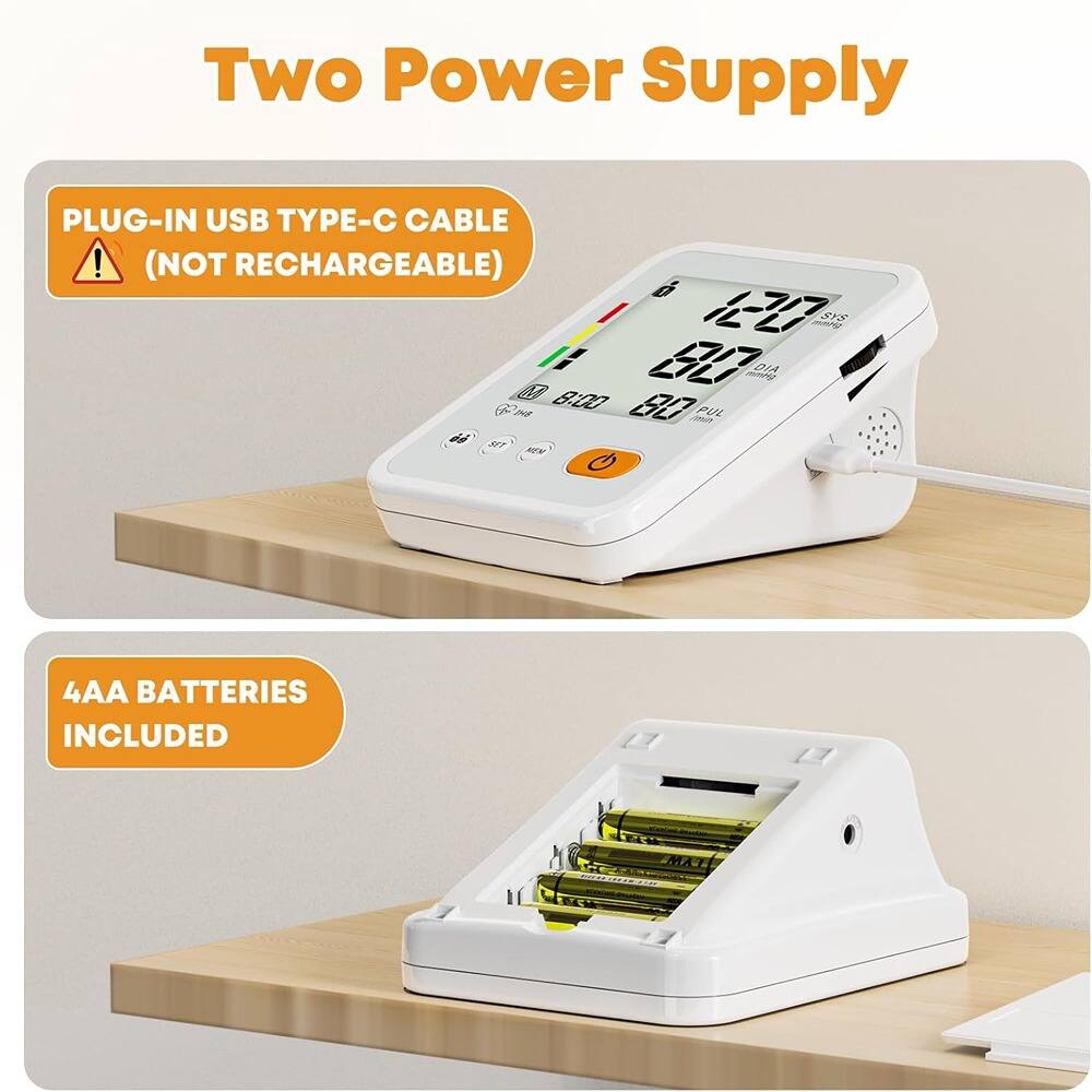 Two Power Supply

PLUG-IN USB TYPE-C CABLE (NOT RECHARGEABLE)

4AA BATTERIES INCLUDED